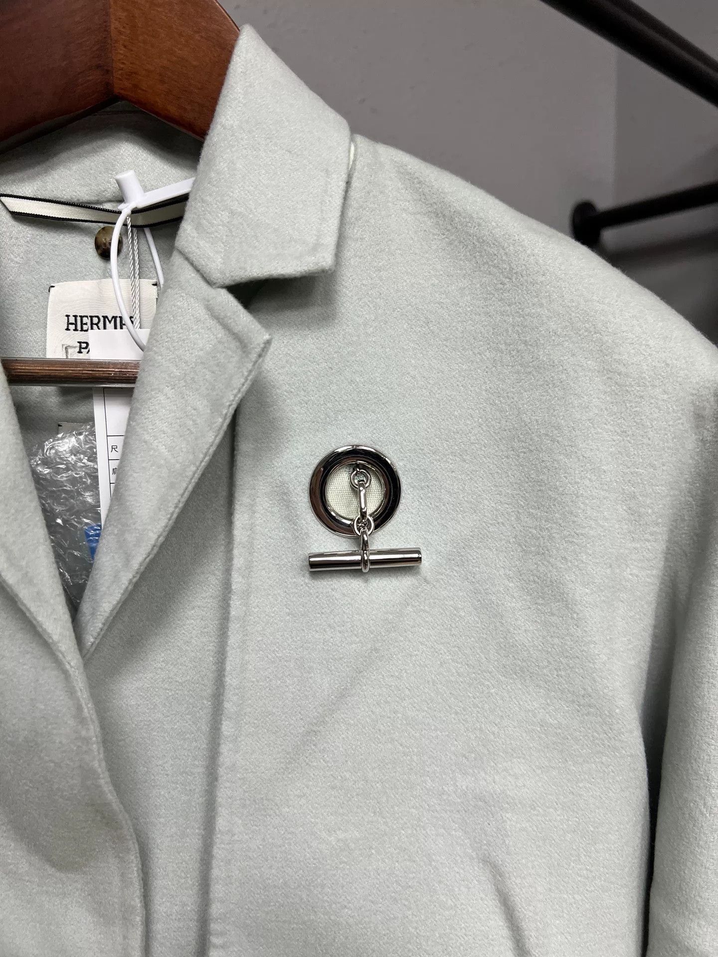 Hermes hermes cashmere coat in mint green Size L / US 10 / IT 46 - 3 Thumbnail