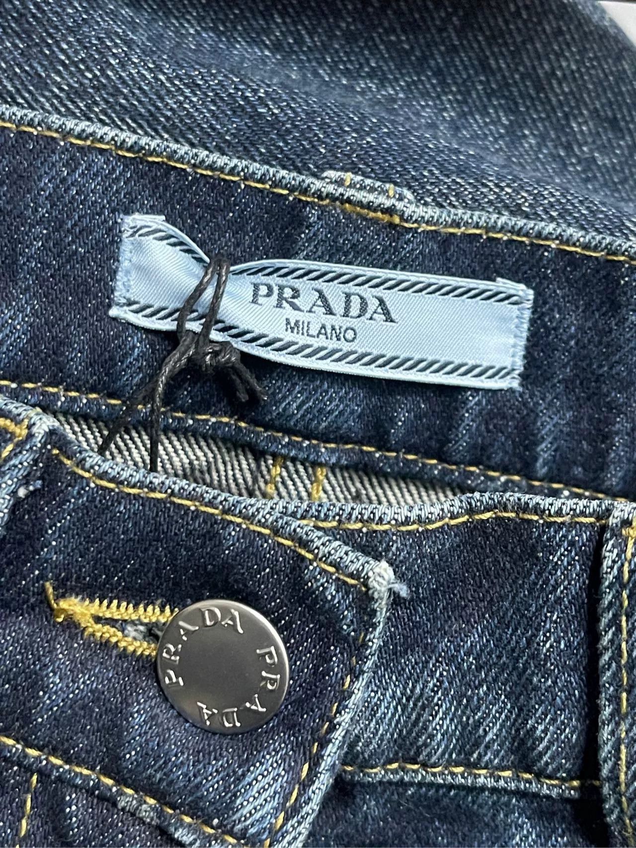 Prada Prada Metal Triangle Denim Pants Size 26 Size 26" / US 2 / IT 38 - 6 Thumbnail
