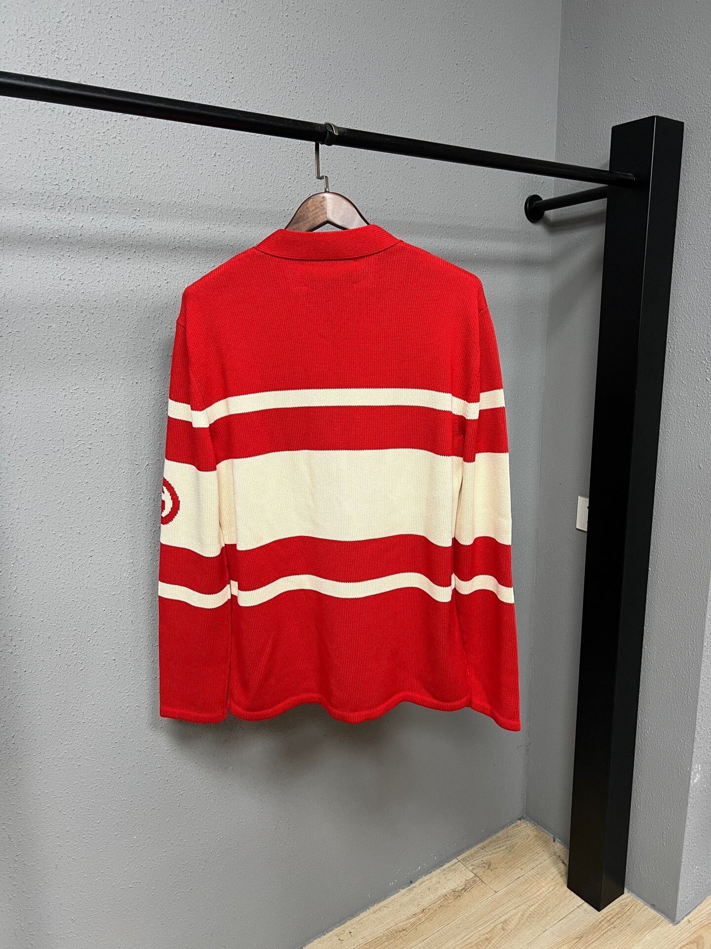Gucci red striped cardigan for festive occasions Size L / US 10 / IT 46 - 2 Thumbnail