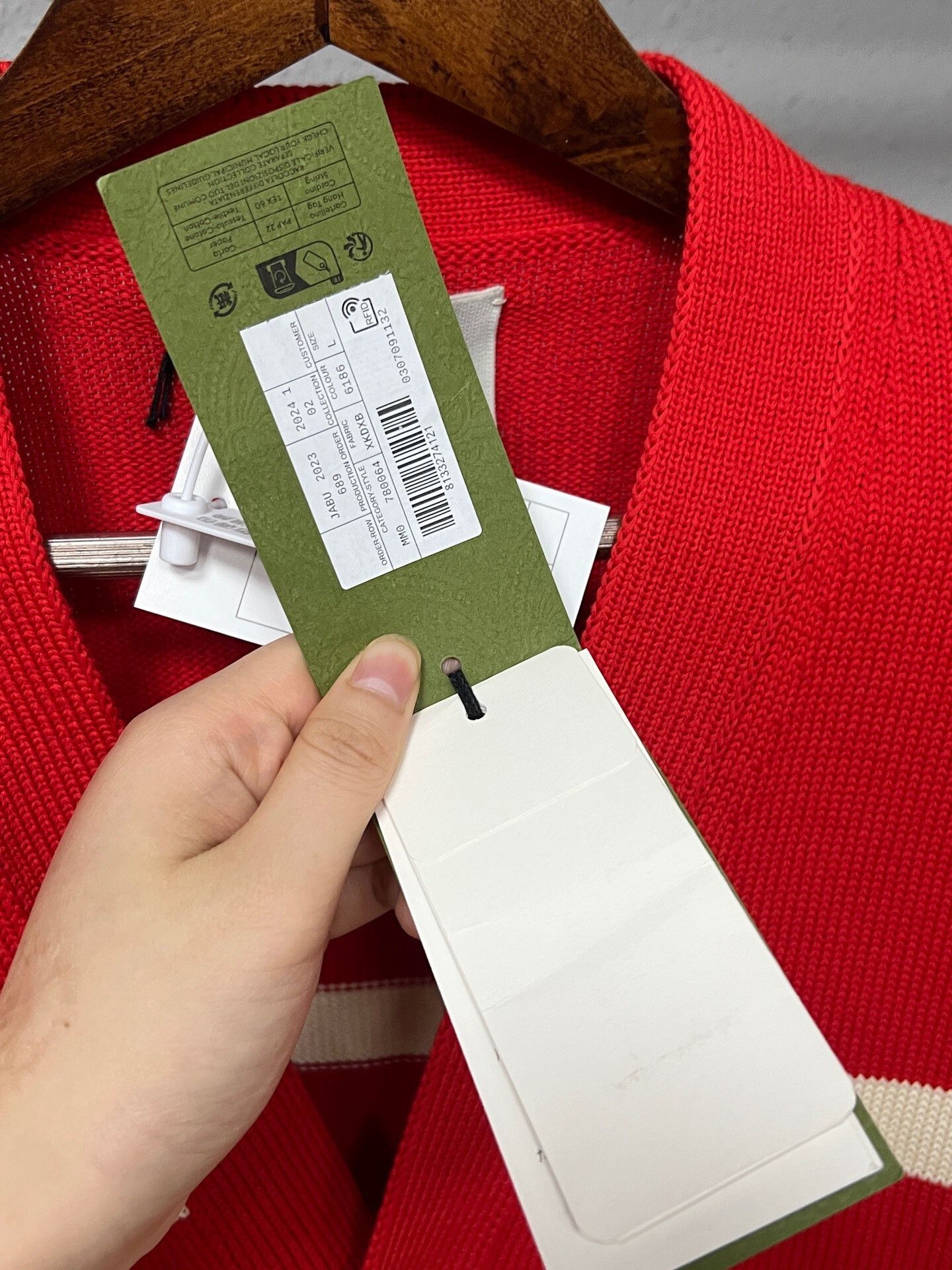 Gucci red striped cardigan for festive occasions Size L / US 10 / IT 46 - 3 Thumbnail