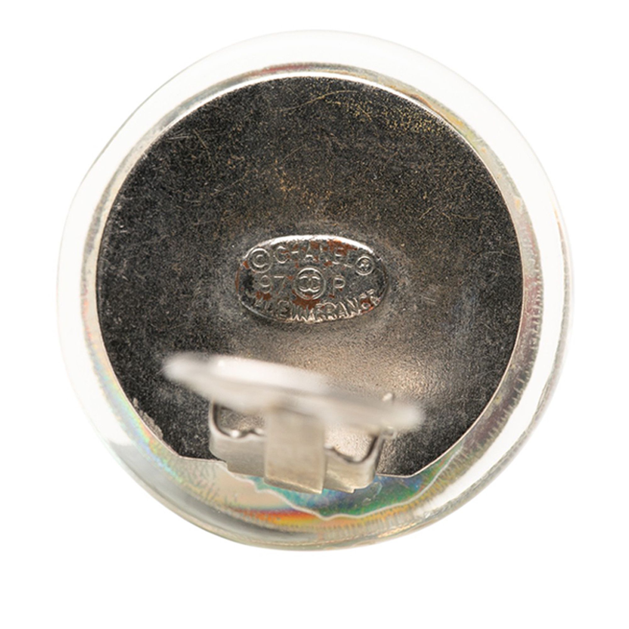 Chanel Chanel CC Resin Holographic Camellia Round Clip On Earrings Size ONE SIZE - 3 Thumbnail