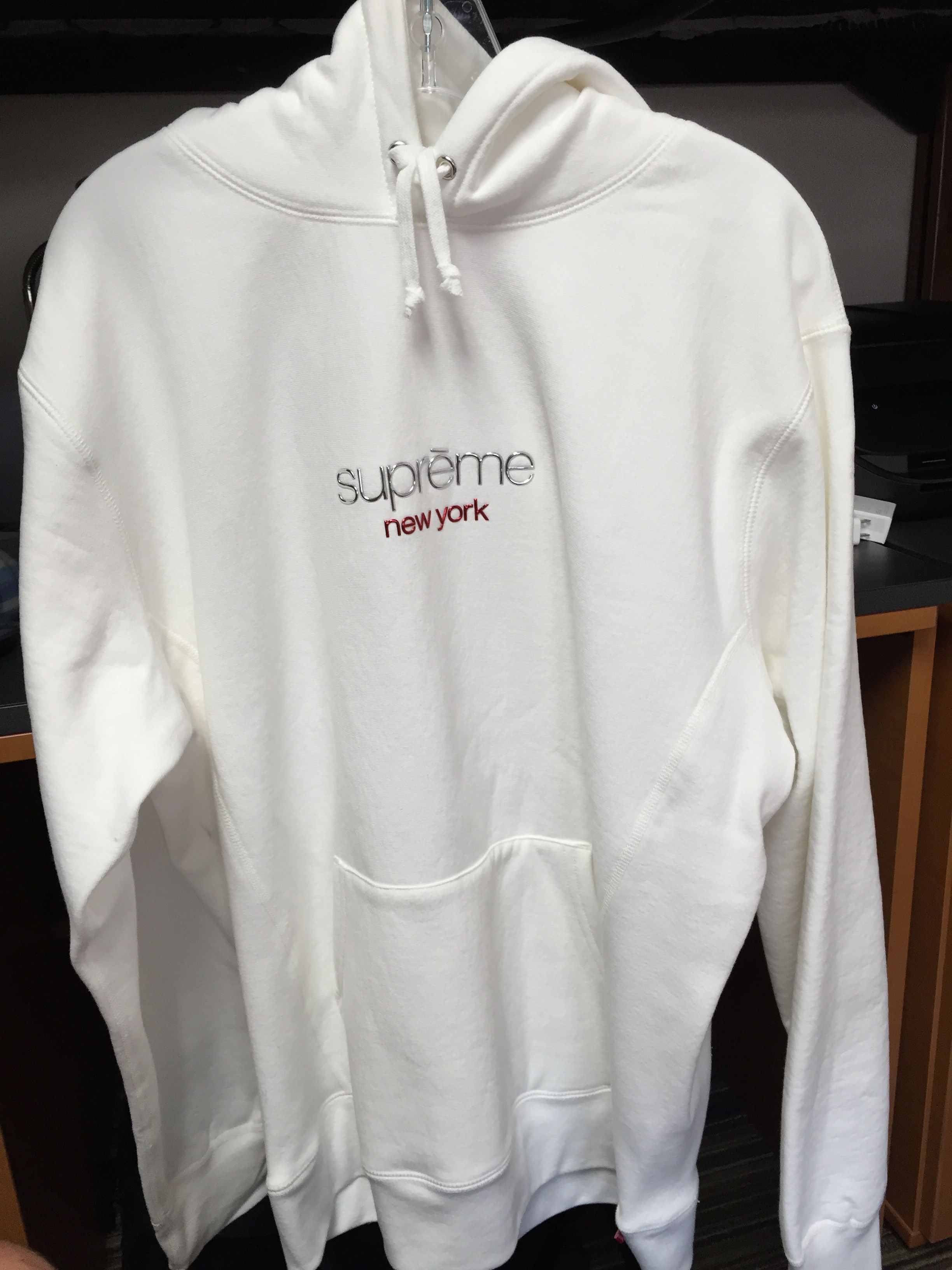 Supreme White Supreme Chrome Classic Logo Hooded Sweatshirt | Grailed