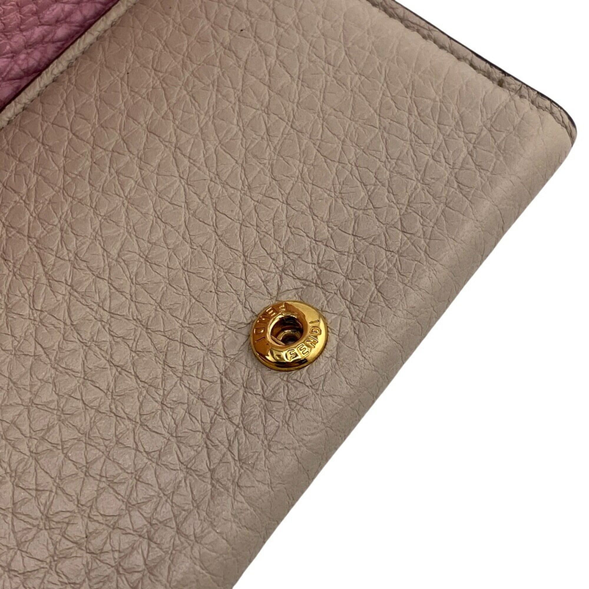 Fendi FENDI Selleria Compact Wallet, Tri-fold Beige, Women's Size ONE SIZE - 13 Thumbnail