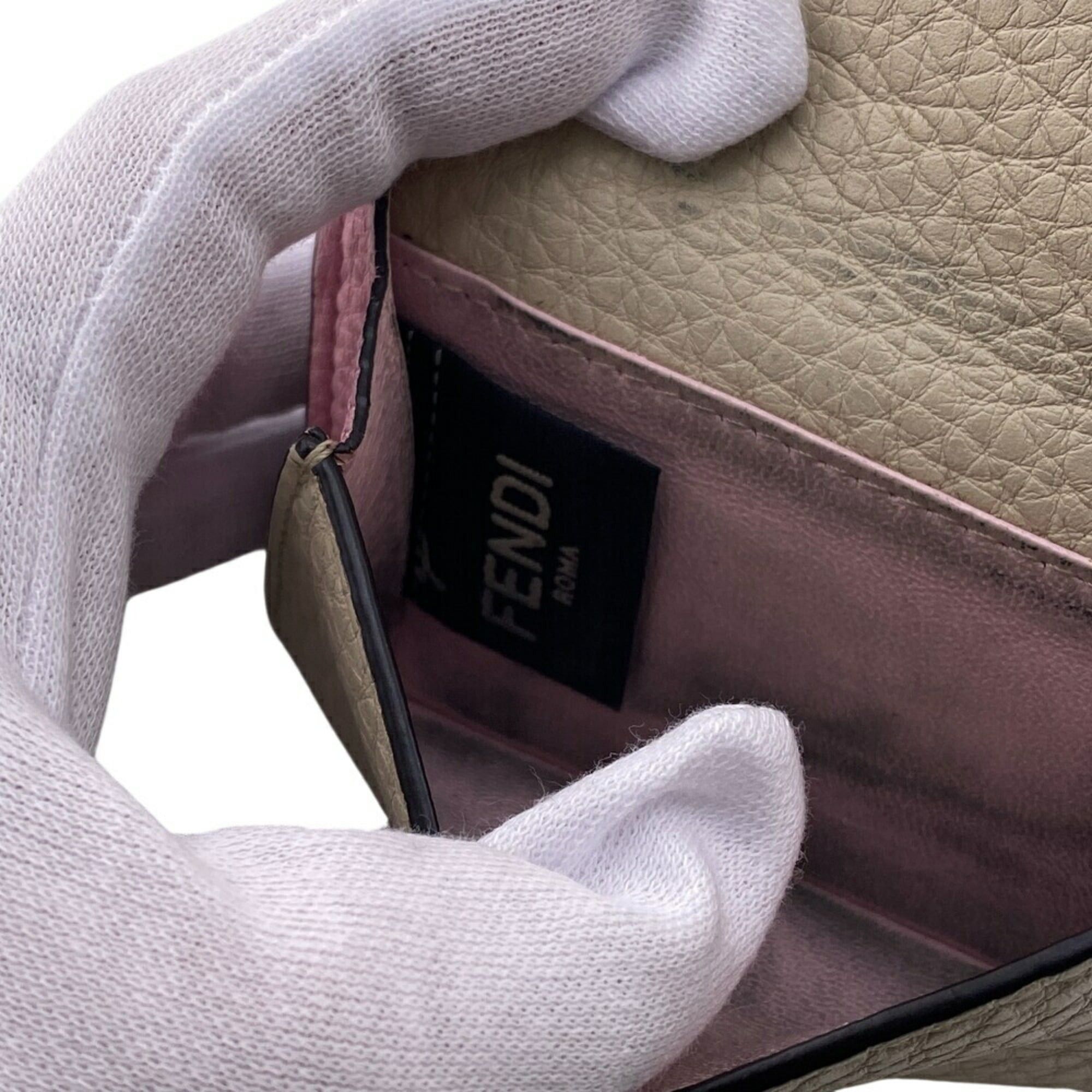 Fendi FENDI Selleria Compact Wallet, Tri-fold Beige, Women's Size ONE SIZE - 10 Thumbnail