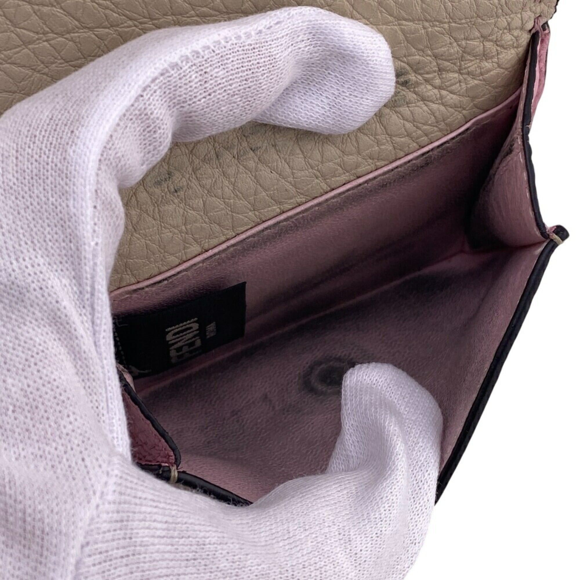 Fendi FENDI Selleria Compact Wallet, Tri-fold Beige, Women's Size ONE SIZE - 9 Thumbnail