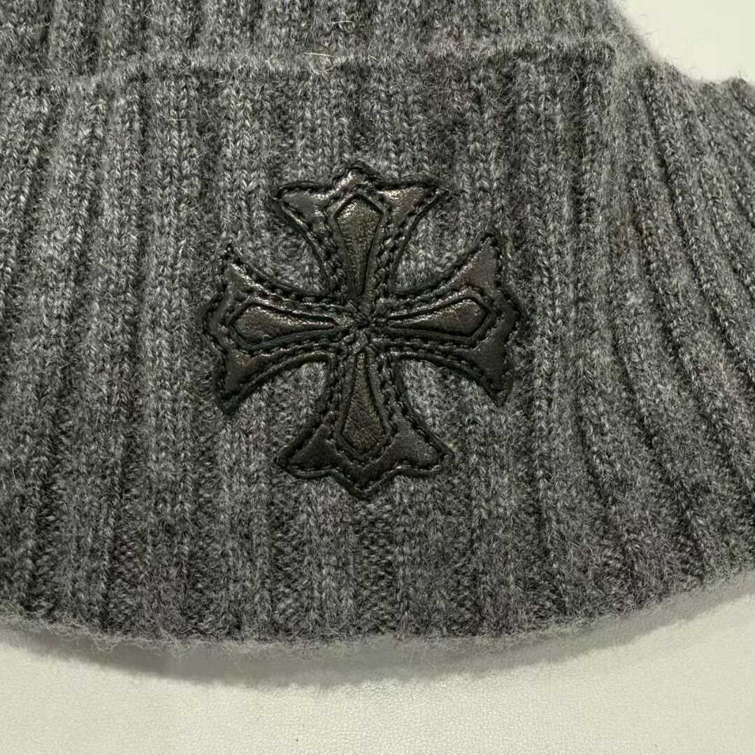 Chrome Hearts gray knitted cross flower beanie hat Size ONE SIZE - 4 Thumbnail