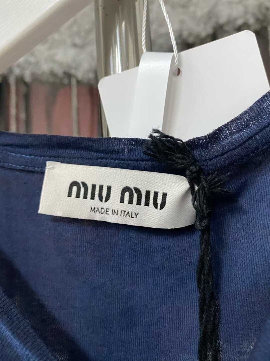Miu Miu miumiu navy blue long sleeve fitted top Size M / US 6-8 / IT 42-44 - 6 Thumbnail