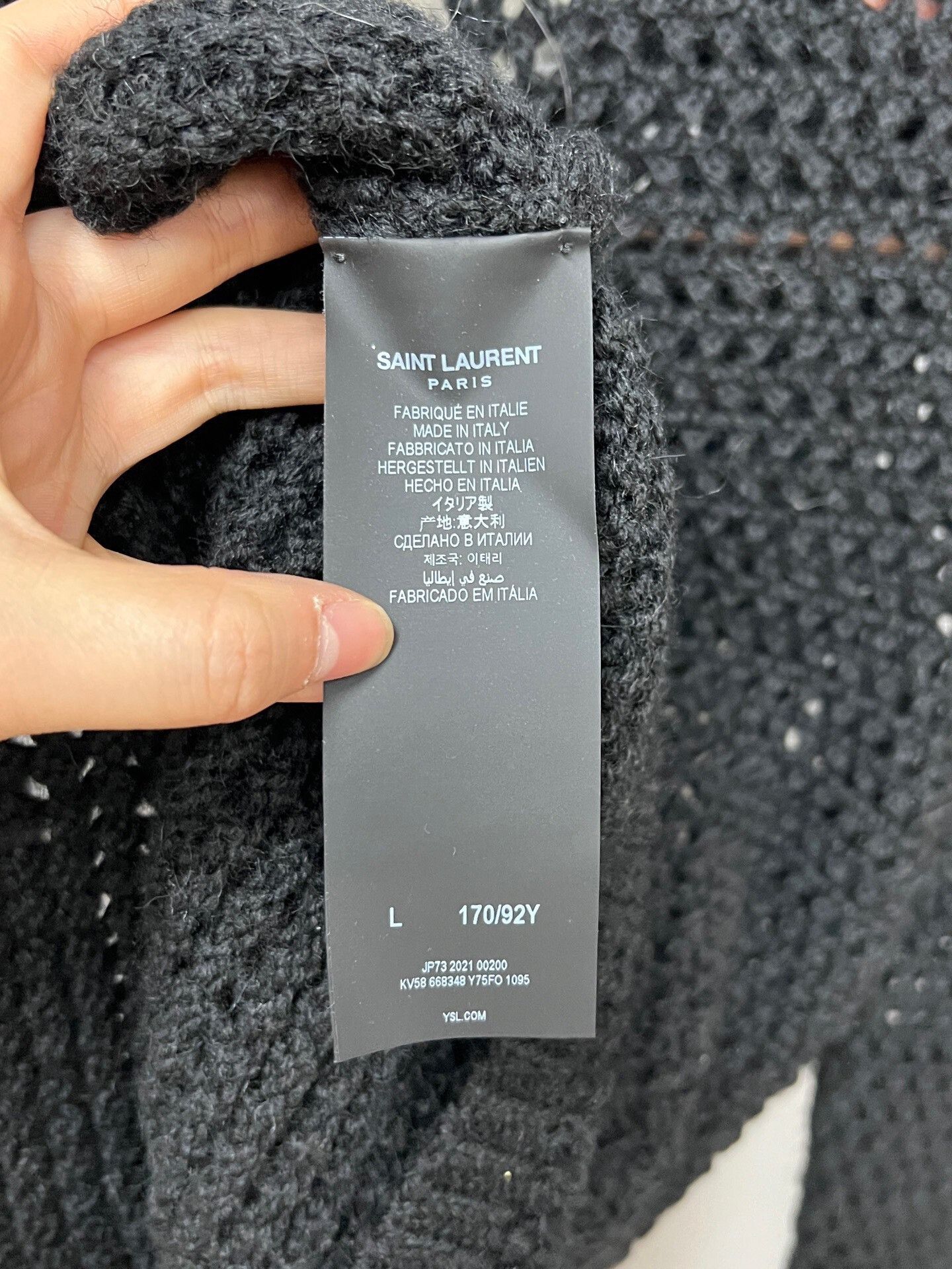 Saint Laurent Paris black lace-trimmed knit sweater by saint laurent Size L / US 10 / IT 46 - 3 Thumbnail