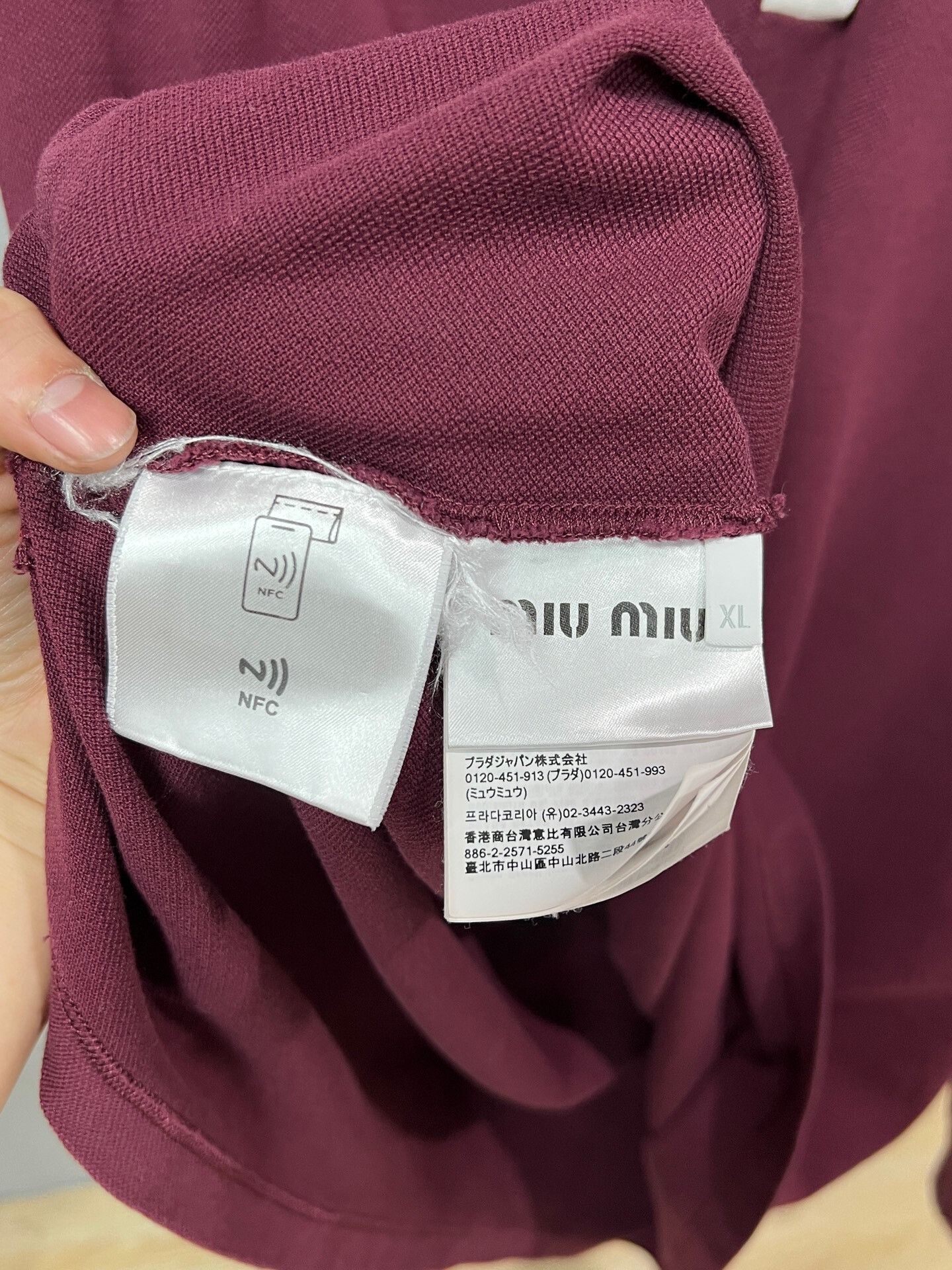 Miu Miu burgundy long sleeve polo from Miu Miu Size XL / US 12-14 / IT 48-50 - 3 Thumbnail