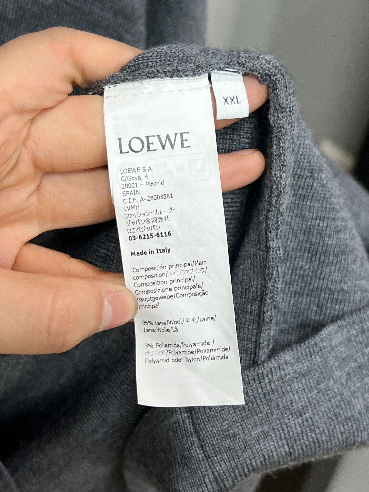 Loewe gray wool knit sweater from Loewe Size US XXL / EU 58 / 5 - 4 Thumbnail
