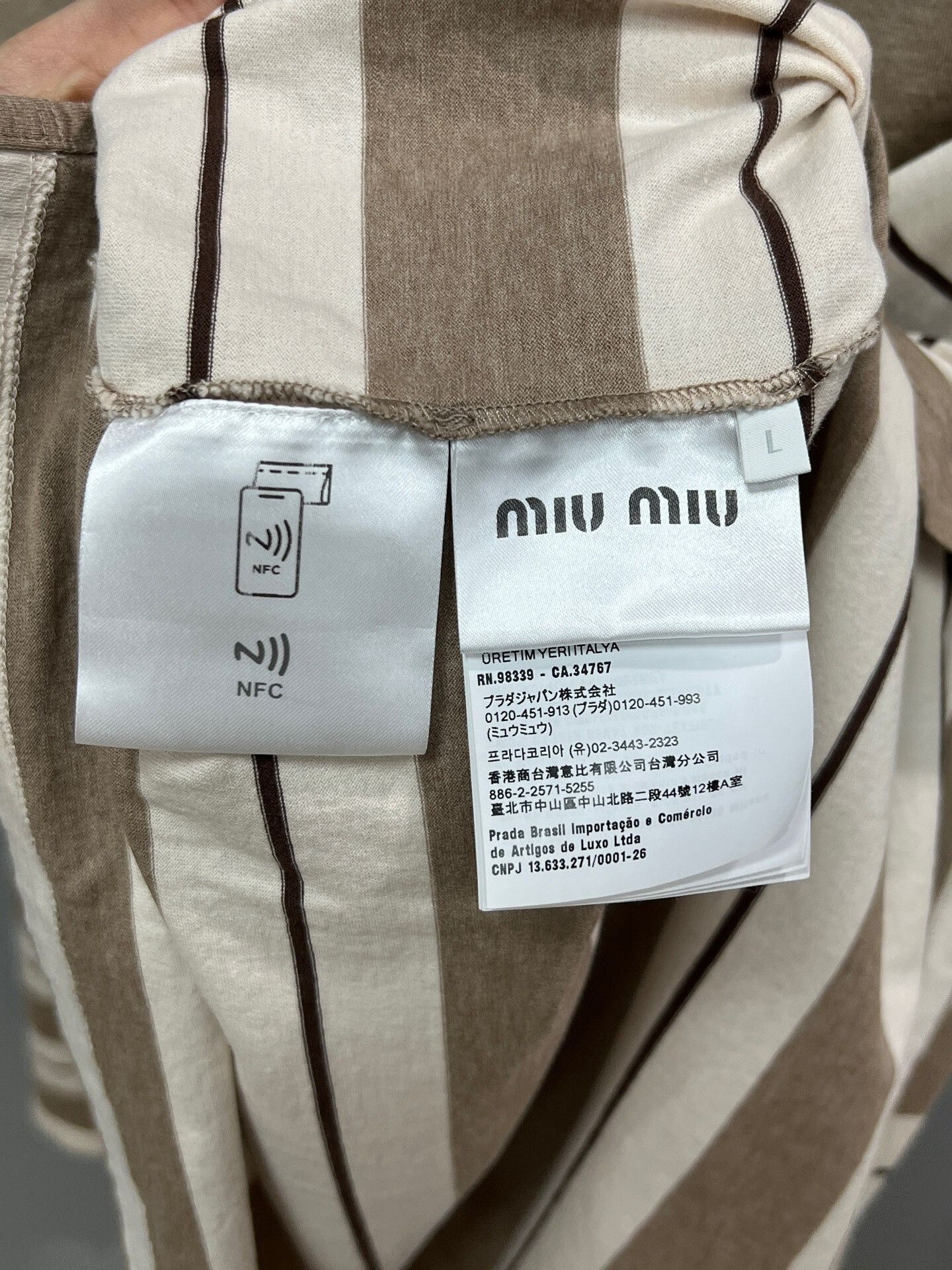 Miu Miu striped long sleeve polo by miu miu Size L / US 10 / IT 46 - 4 Thumbnail