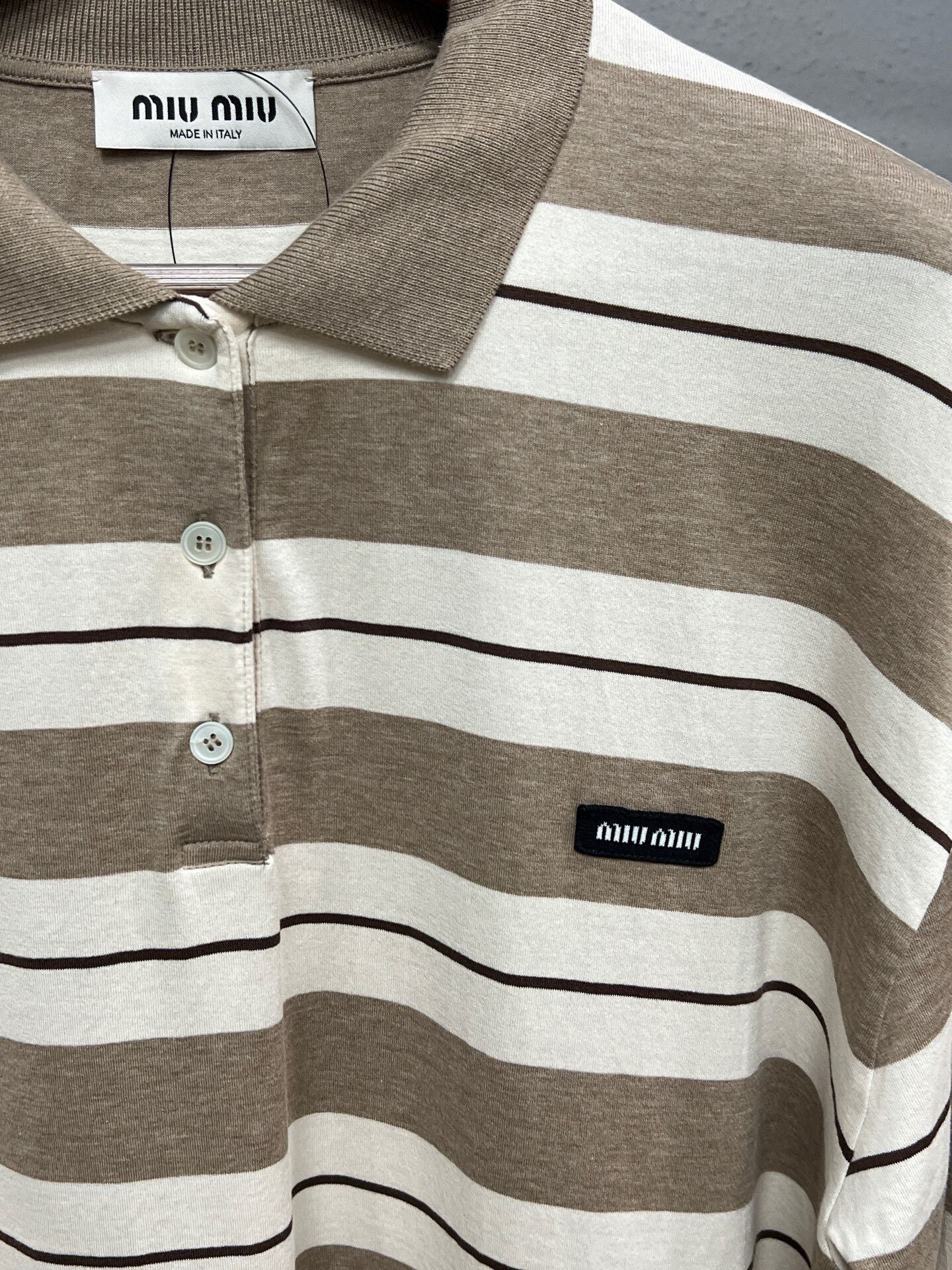 Miu Miu striped long sleeve polo by miu miu Size L / US 10 / IT 46 - 3 Thumbnail