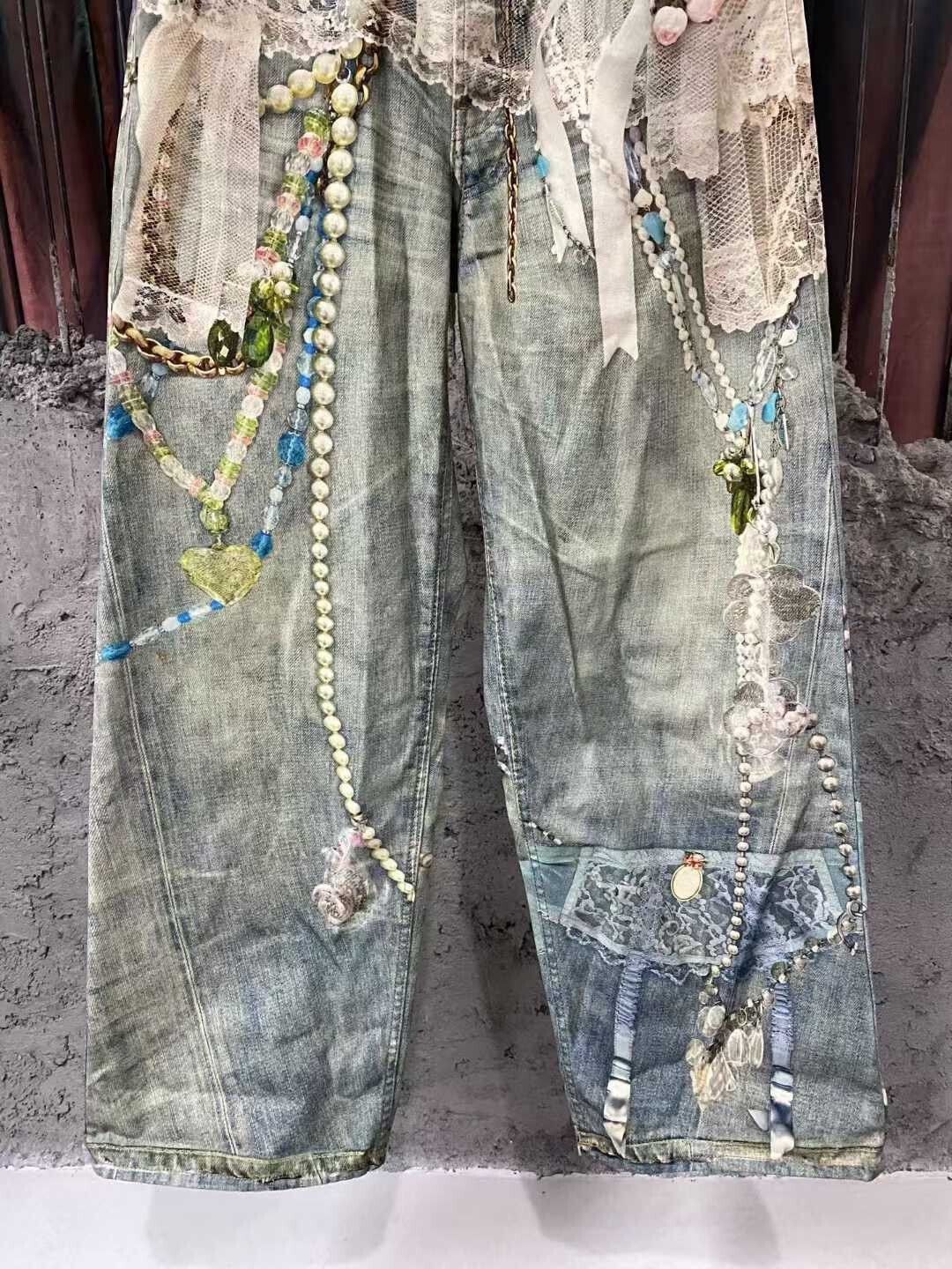 Acne Studios Acne Studios 3D Print Pearl Denim Pants Size 23" - 4 Thumbnail