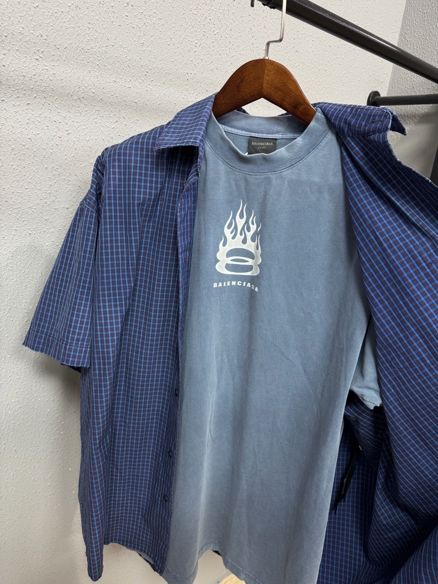 Balenciaga blue flame logo shirt by Balenciaga Size US XS / EU 42 / 0 - 3 Thumbnail