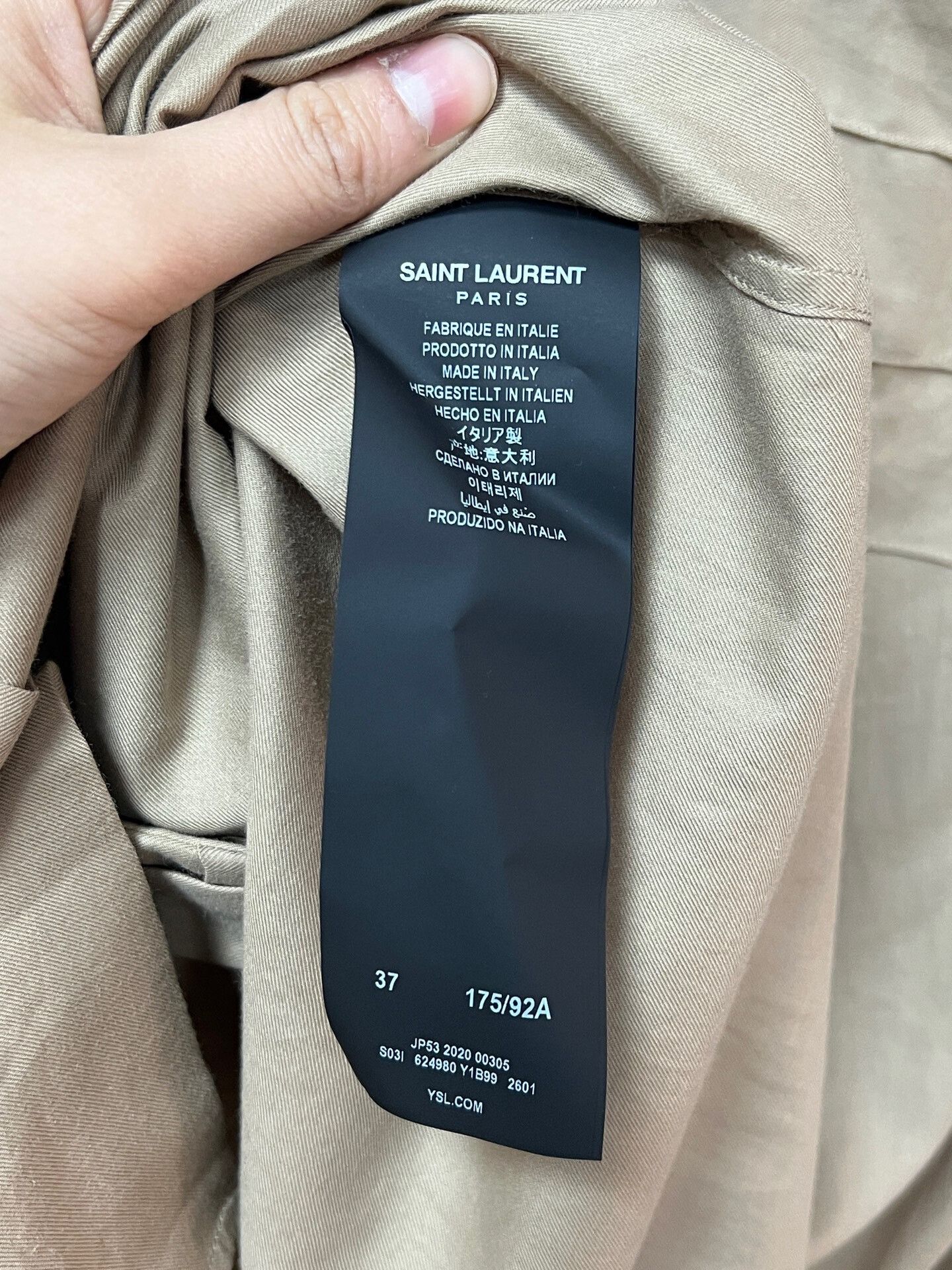 Saint Laurent Paris khaki long sleeve shirt by Saint Laurent Size US M / EU 48-50 / 2 - 4 Thumbnail