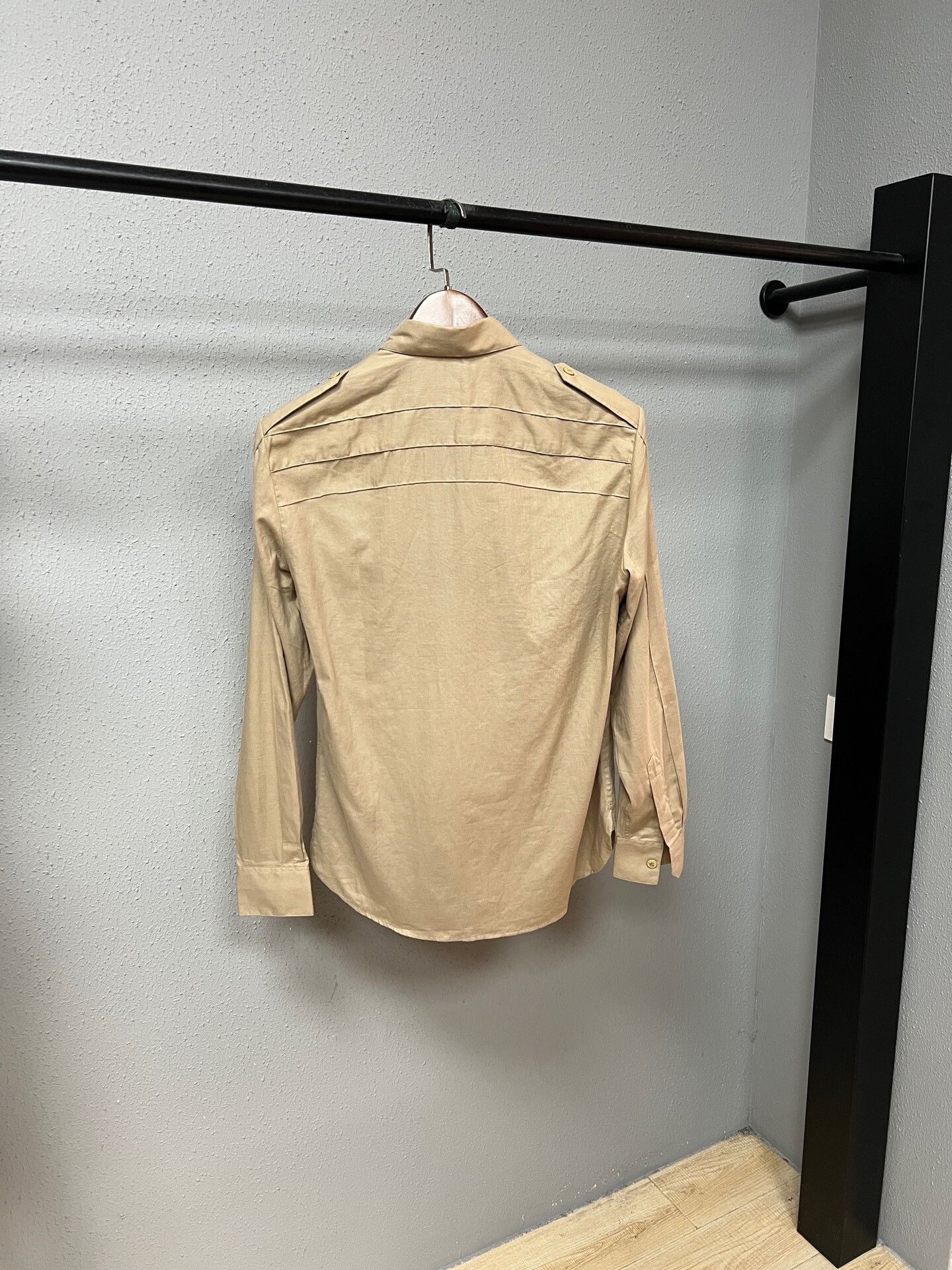Saint Laurent Paris khaki long sleeve shirt by Saint Laurent Size US M / EU 48-50 / 2 - 2 Thumbnail