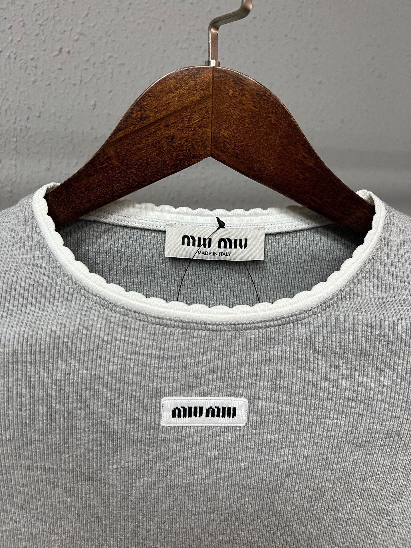 Miu Miu gray lace knitted short sleeve top Size XS / US 0-2 / IT 36-38 - 3 Thumbnail