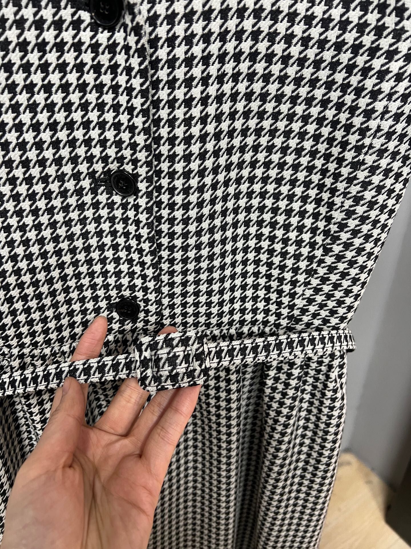 Dior black and white houndstooth puff sleeve dress Size S / US 4 / IT 40 - 3 Thumbnail