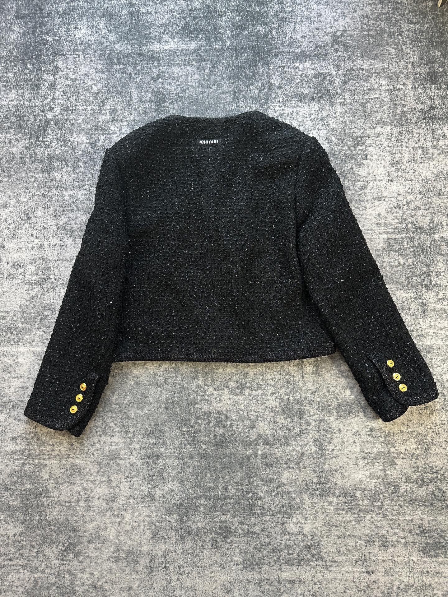 Miu Miu miu miu black tweed sequin jacket Size M / US 6-8 / IT 42-44 - 2 Thumbnail