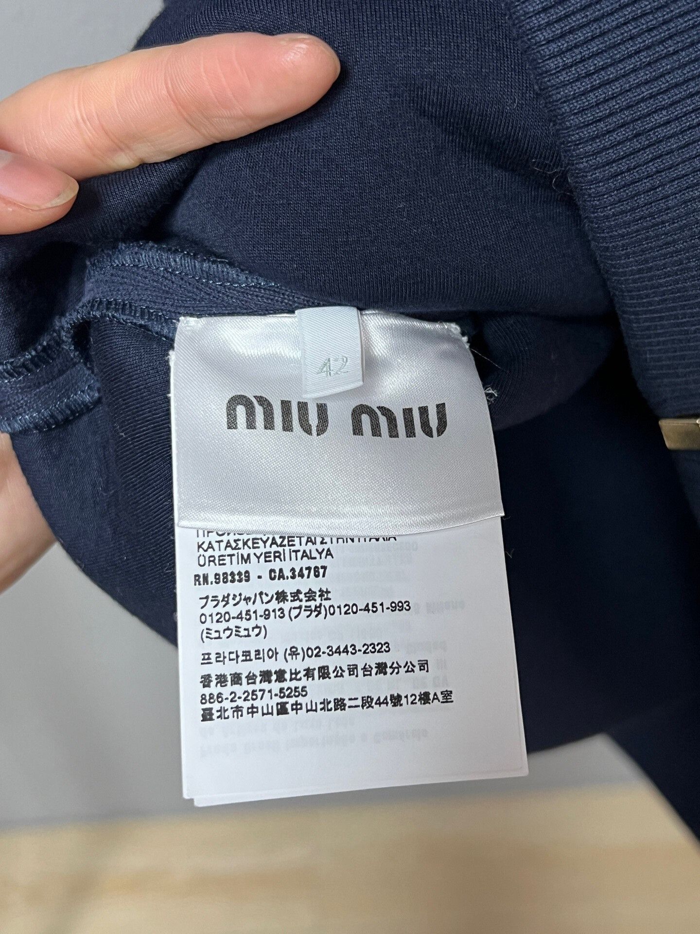 miumiu navy suede zip-up jacket