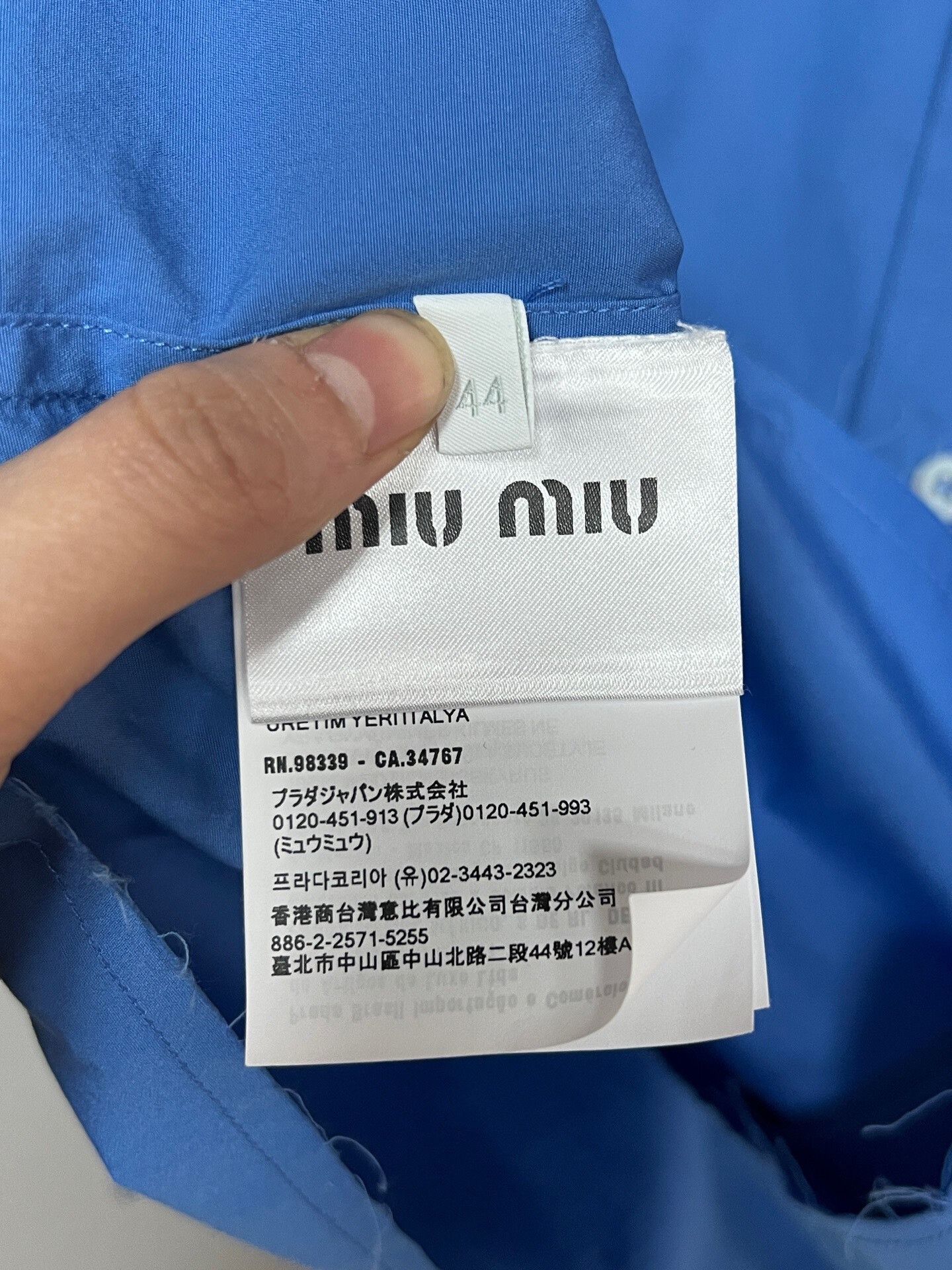 Miu Miu miu miu blue slogan cropped shirt Size L / US 10 / IT 46 - 4 Thumbnail