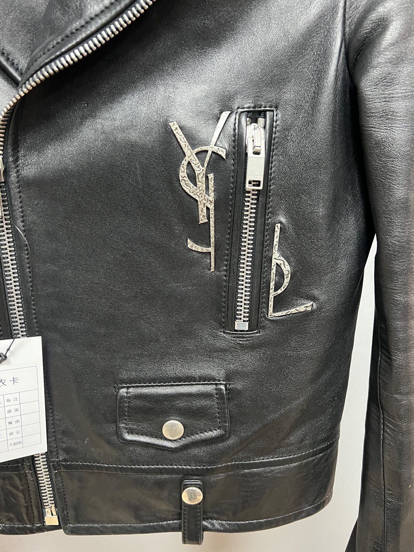 Saint Laurent Paris black logo leather jacket by Saint Laurent Size M / US 6-8 / IT 42-44 - 3 Thumbnail