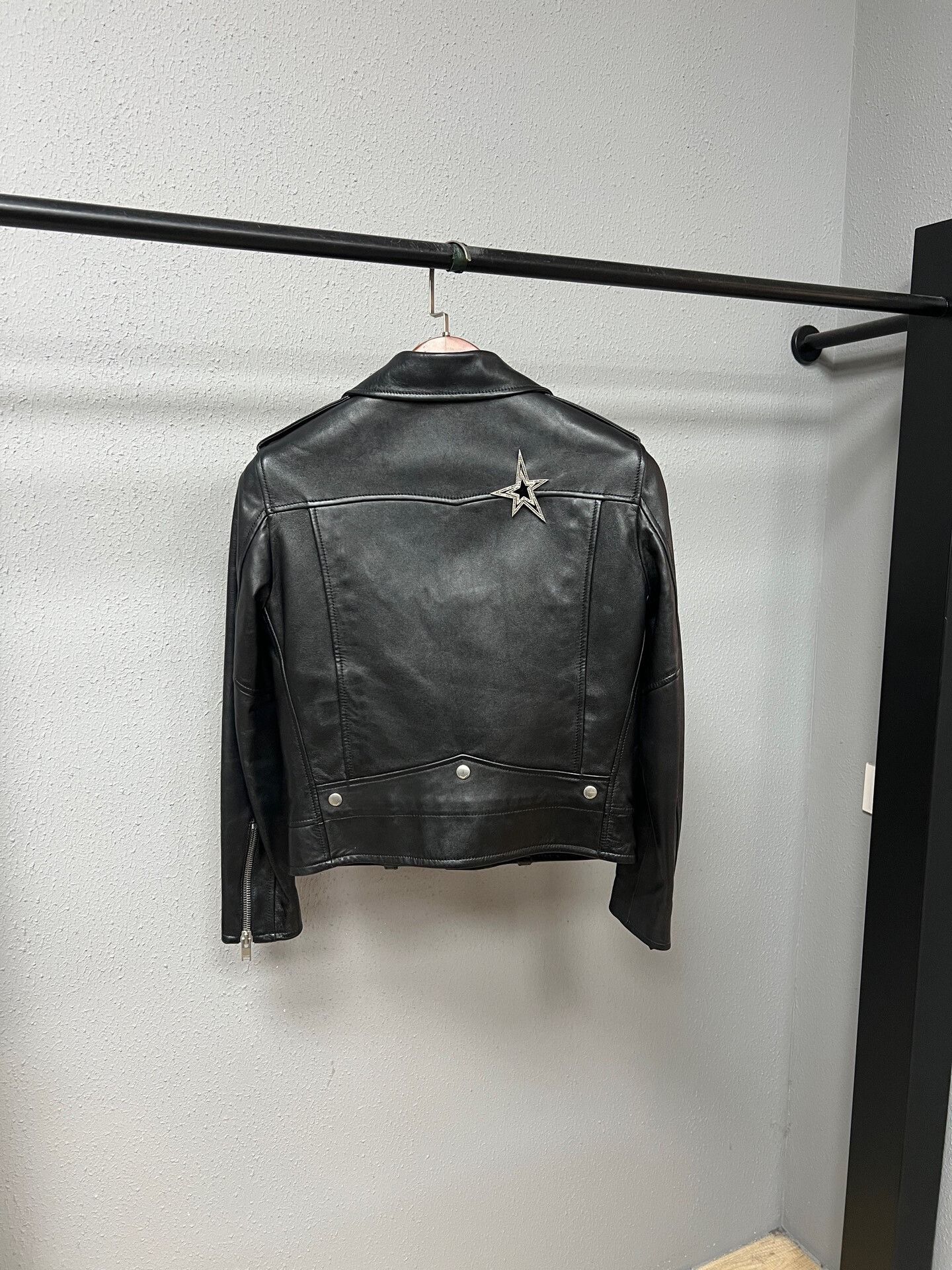 Saint Laurent Paris black logo leather jacket by Saint Laurent Size M / US 6-8 / IT 42-44 - 2 Thumbnail