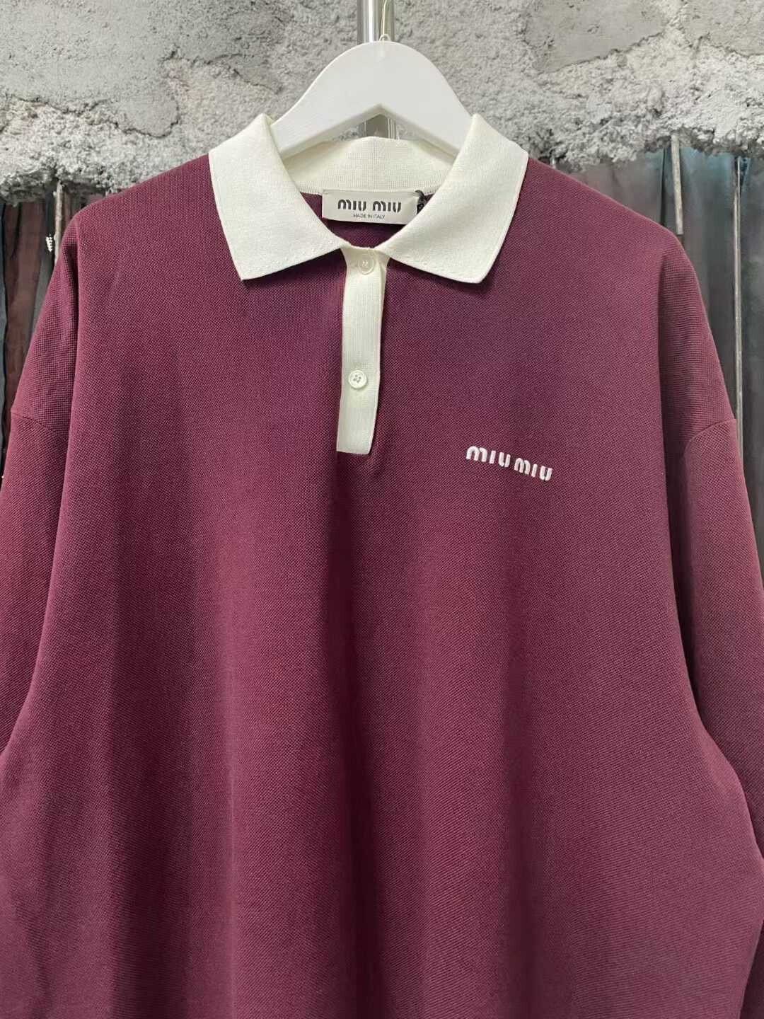 Miu Miu brand new maroon long sleeve polo Size XS / US 0-2 / IT 36-38 - 3 Thumbnail
