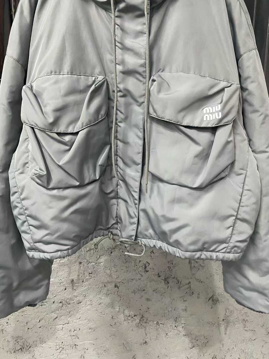 Miu Miu gray cotton zip-up jacket by Miu Miu Size XS / US 0-2 / IT 36-38 - 4 Thumbnail