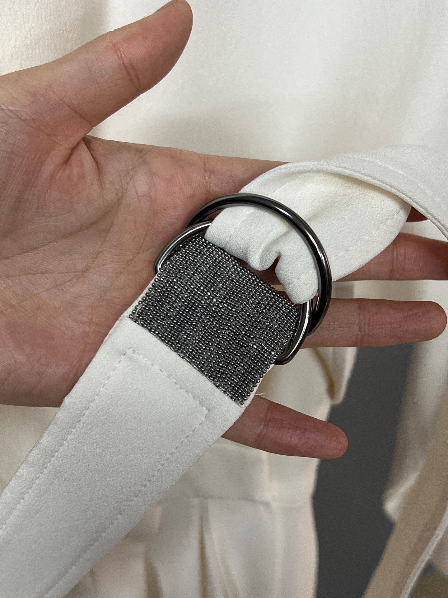 Brunello Cucinelli white embellished belt irregular dress Size S / US 4 / IT 40 - 3 Thumbnail