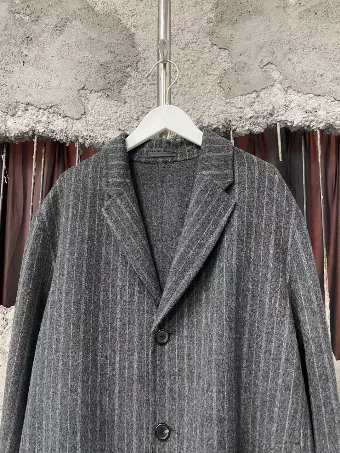 Acne Studios gray striped wool coat by Acne Studios Size US L / EU 52-54 / 3 - 3 Thumbnail
