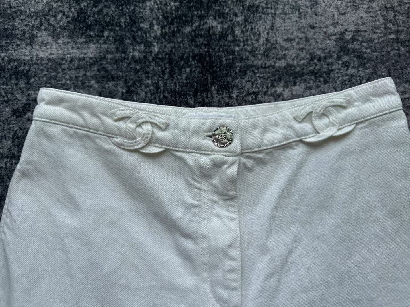 Chanel Chanel White Double C Denim Pants Size 38" / US 16 / IT 52 - 4 Thumbnail