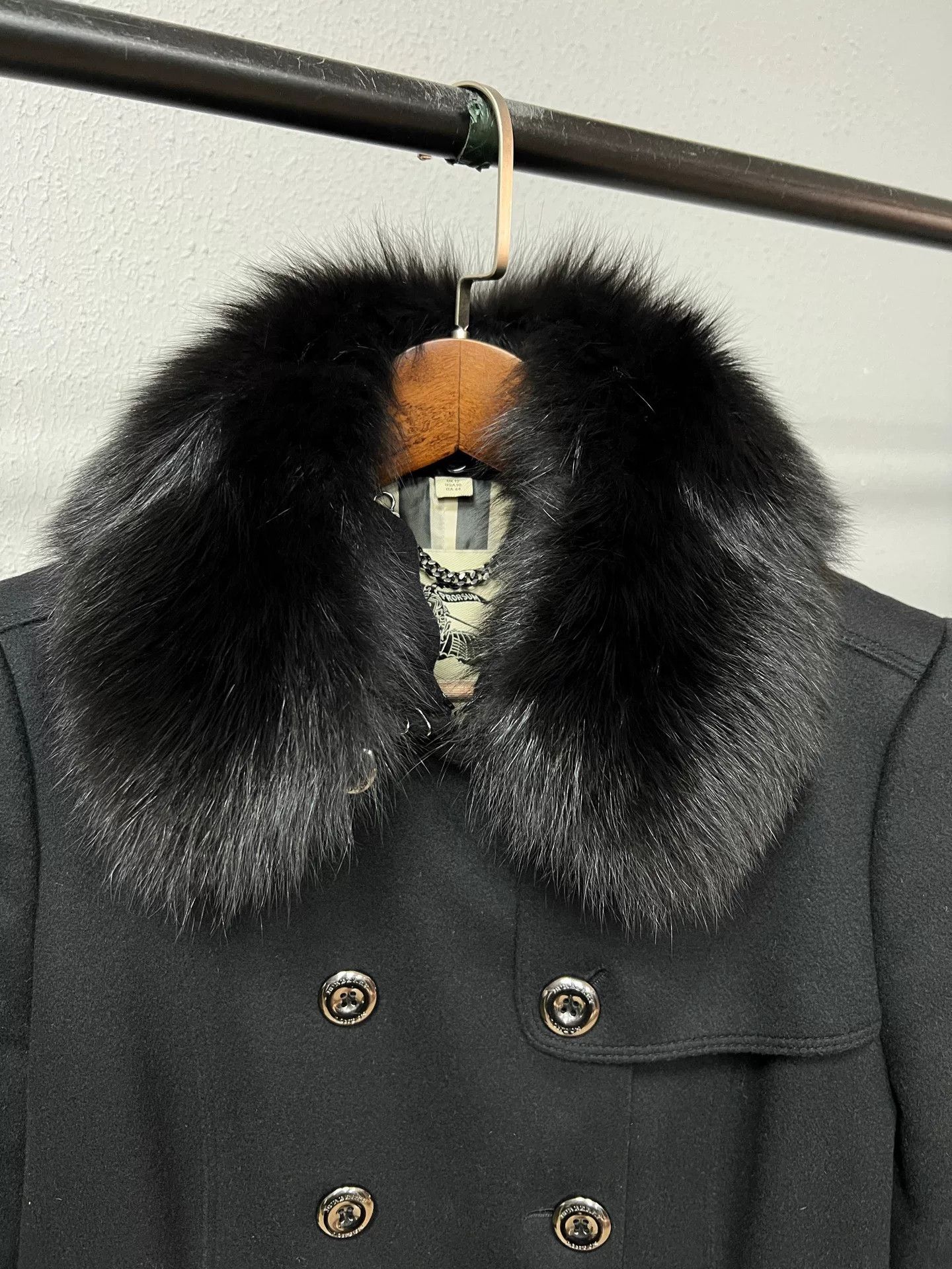 Burberry Burberry Check Fur Collar Coat Size L / US 10 / IT 46 - 3 Thumbnail