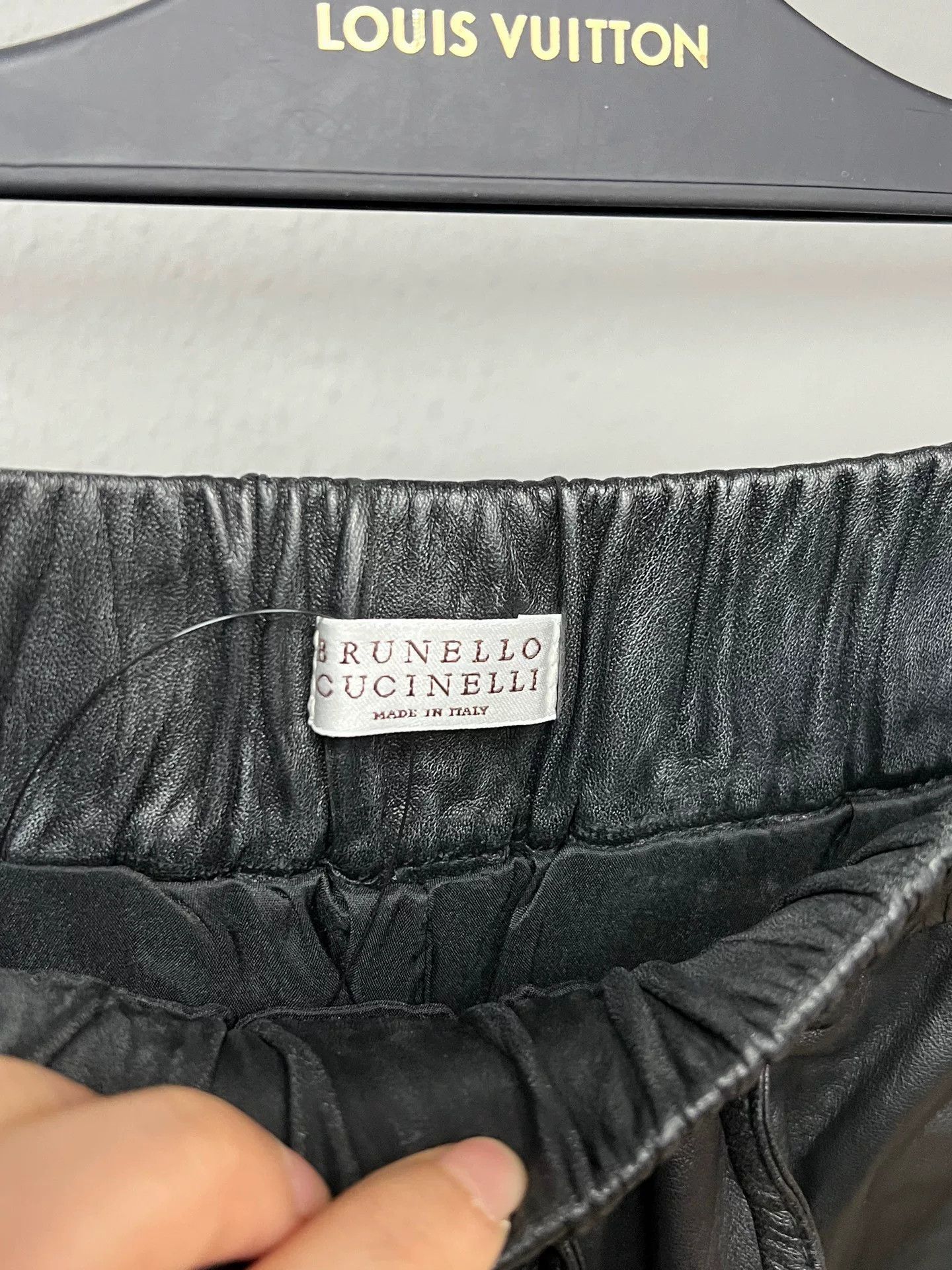 Brunello Cucinelli black wide-leg leather pants Size 26" / US 2 / IT 38 - 3 Thumbnail
