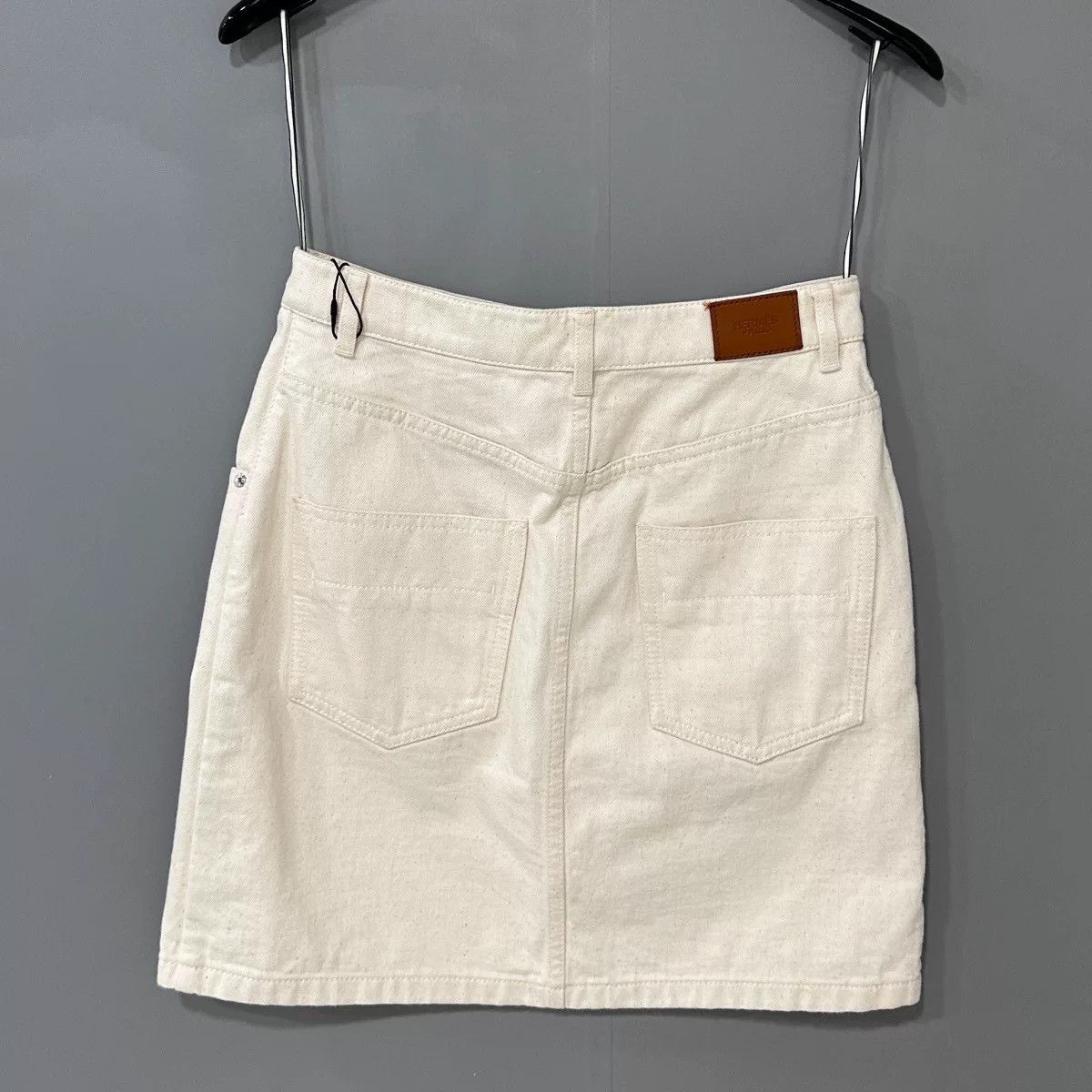 Hermes classic ivory denim mini skirt Size 34" / US 12 / IT 48 - 3 Thumbnail