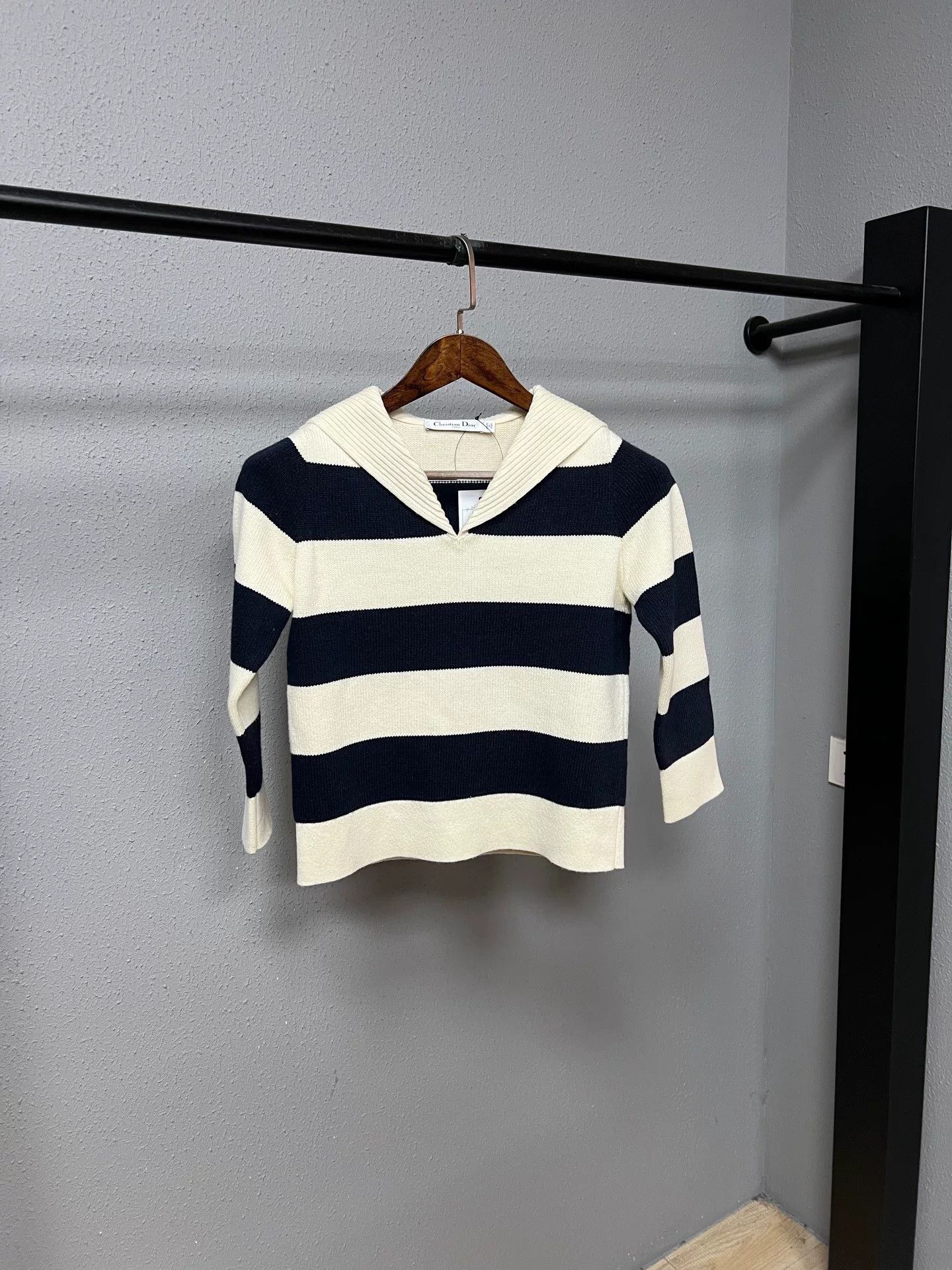 Dior Dior Black and White Striped Knit Sweater Size S / US 4 / IT 40 - 2 Thumbnail