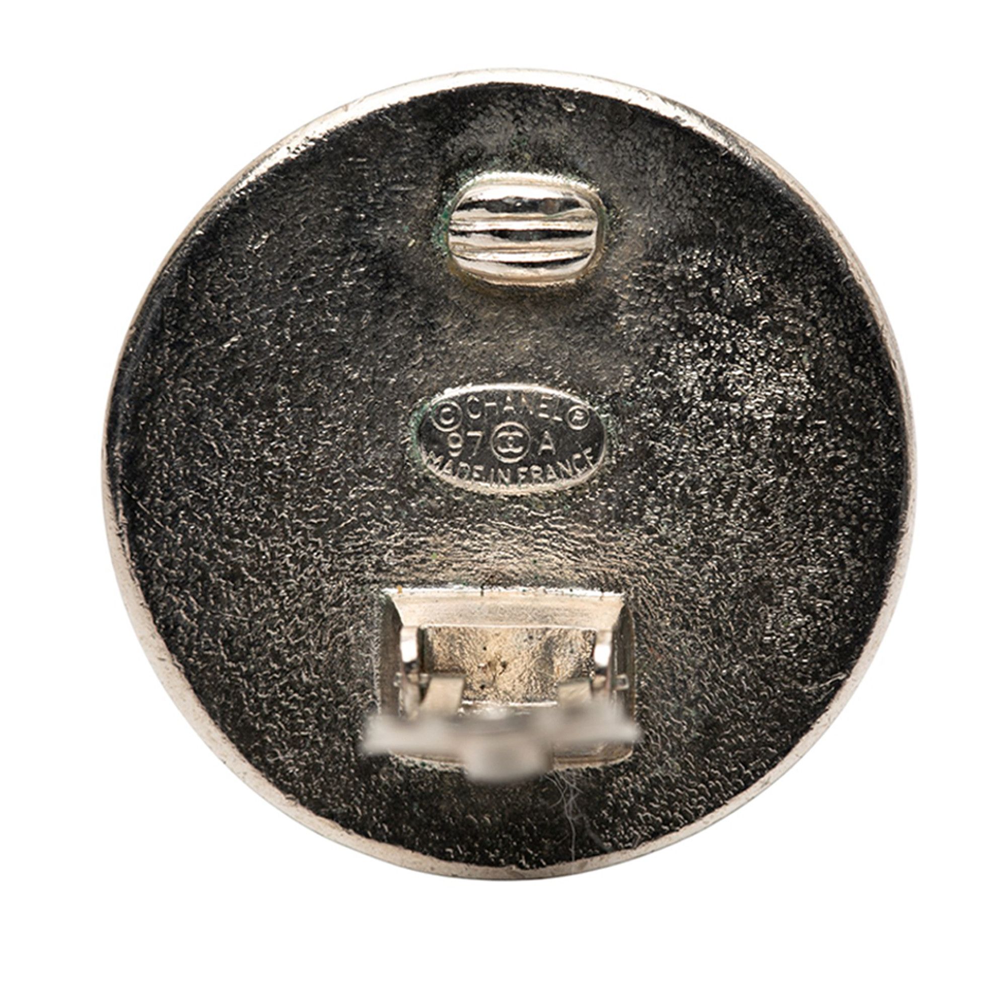 Chanel Chanel Silver Plated Resin CC Round Button Clip On Earrings Size ONE SIZE - 3 Thumbnail