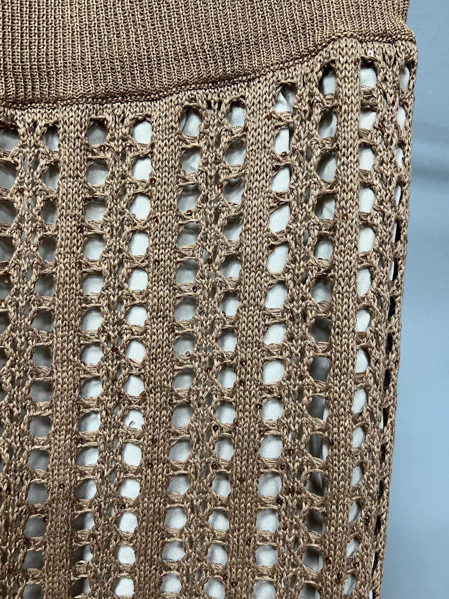 Brunello Cucinelli brown sequined knit midi skirt Size 24" / US 00 / IT 34 - 3 Thumbnail