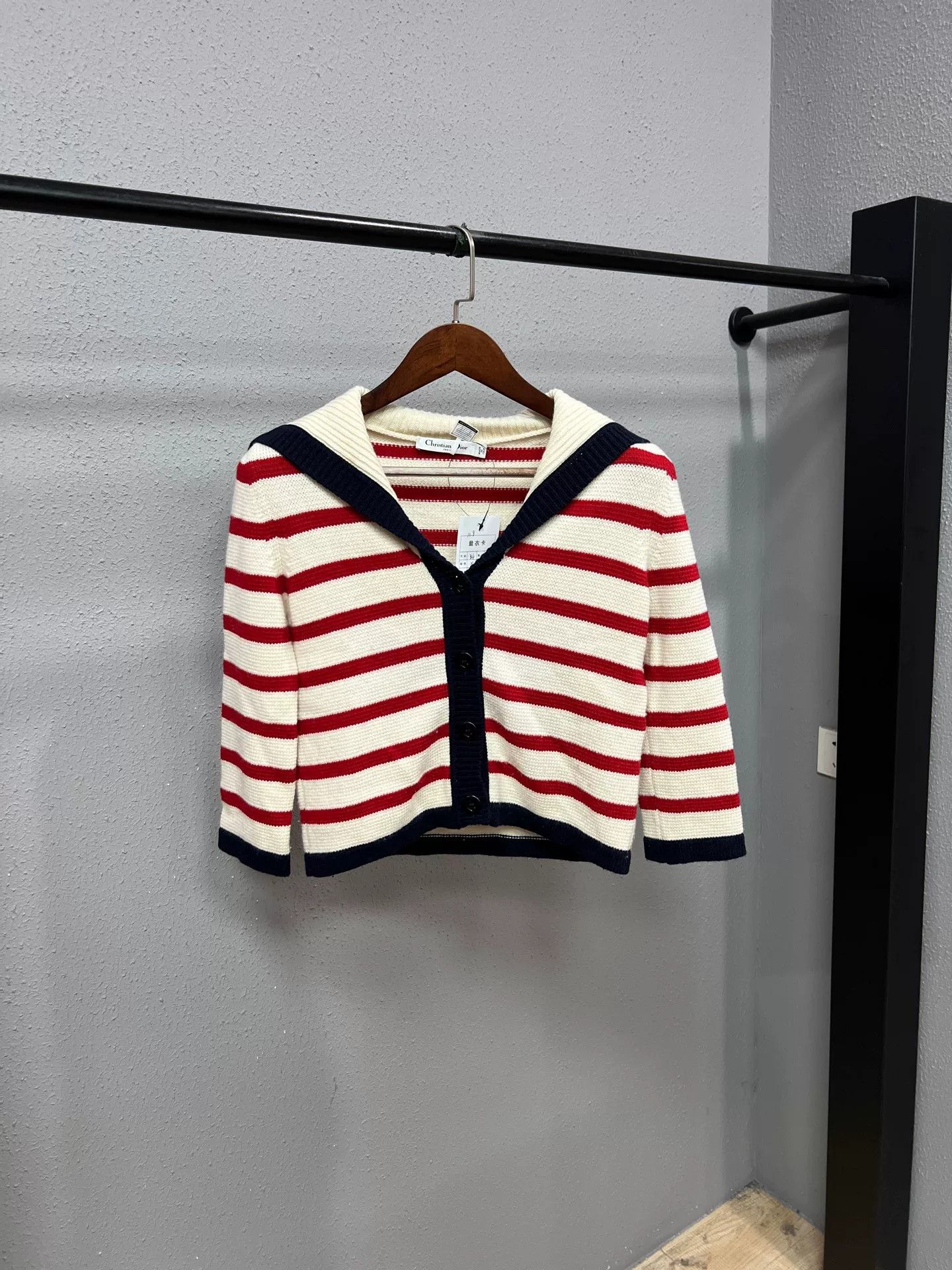Dior striped navy collar cardigan Size XS / US 0-2 / IT 36-38 - 2 Thumbnail