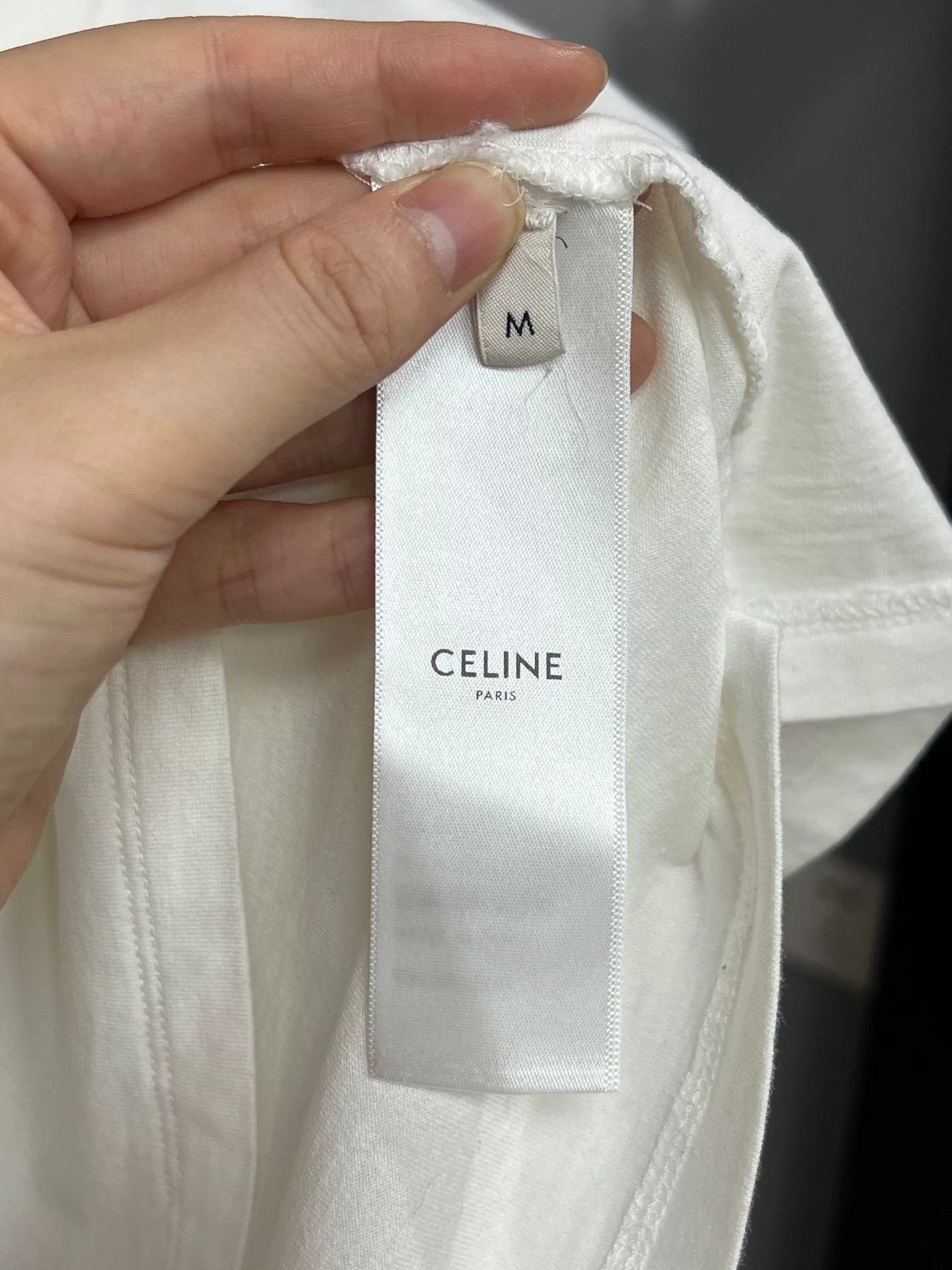 Celine white short slogan t-shirt by Celine Size M / US 6-8 / IT 42-44 - 3 Thumbnail