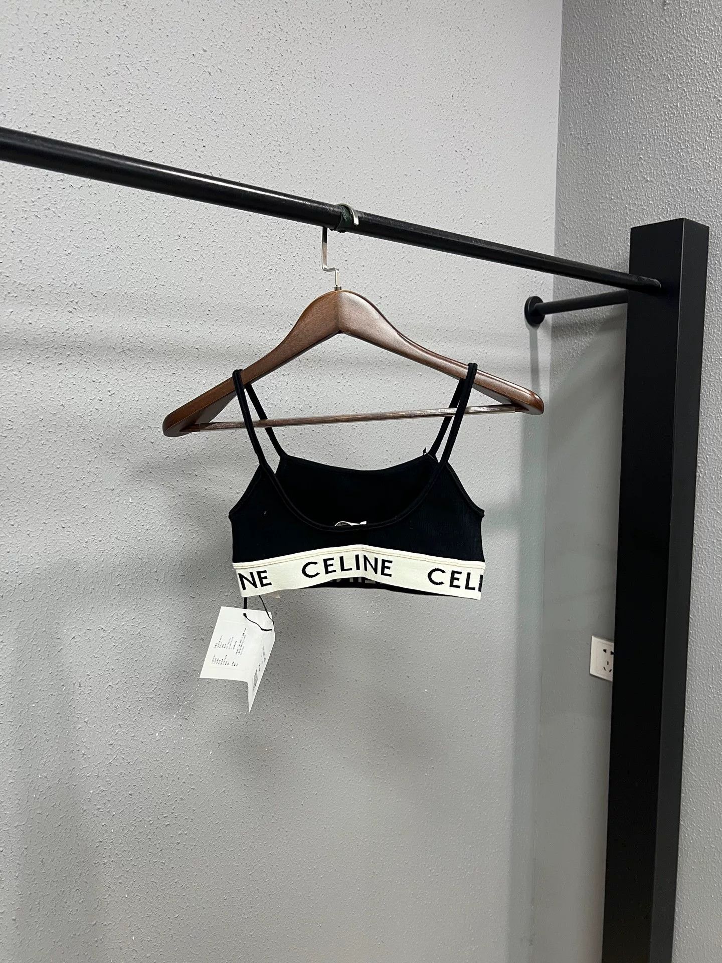 Celine celine black crop top with logo band Size XS / US 0-2 / IT 36-38 - 2 Thumbnail