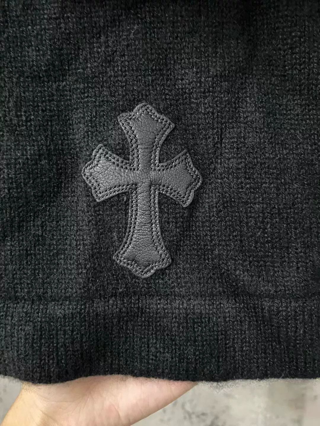 Chrome Hearts black cashmere leather cropped cardigan Size US M / EU 48-50 / 2 - 5 Thumbnail