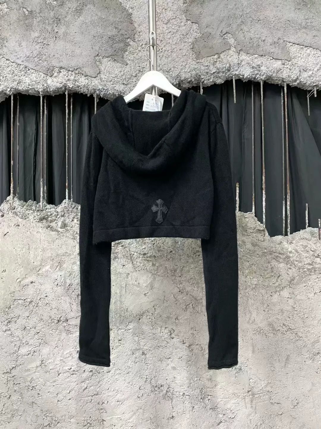 Chrome Hearts black cashmere leather cropped cardigan Size US M / EU 48-50 / 2 - 2 Thumbnail