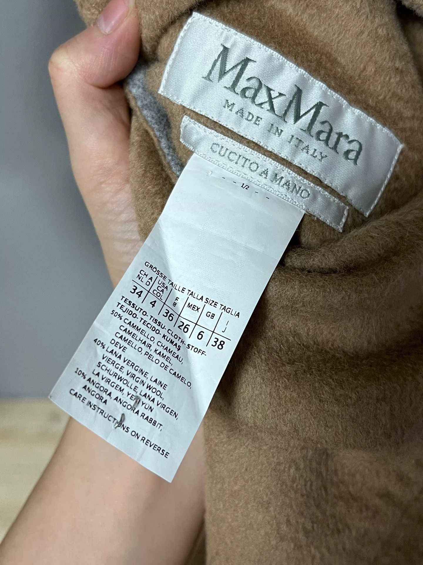 Max Mara Maxmara Beige Color Block Wool Coat Size XS / US 0-2 / IT 36-38 - 3 Thumbnail