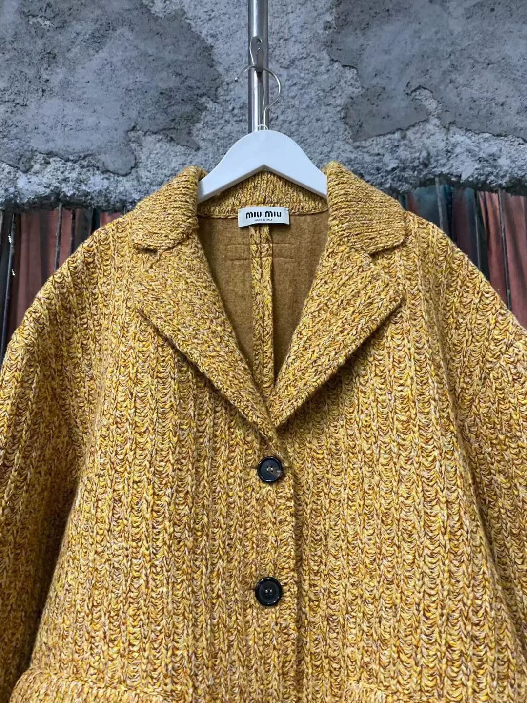 Miu Miu miumiu yellow textured knit jacket Size M / US 6-8 / IT 42-44 - 4 Thumbnail