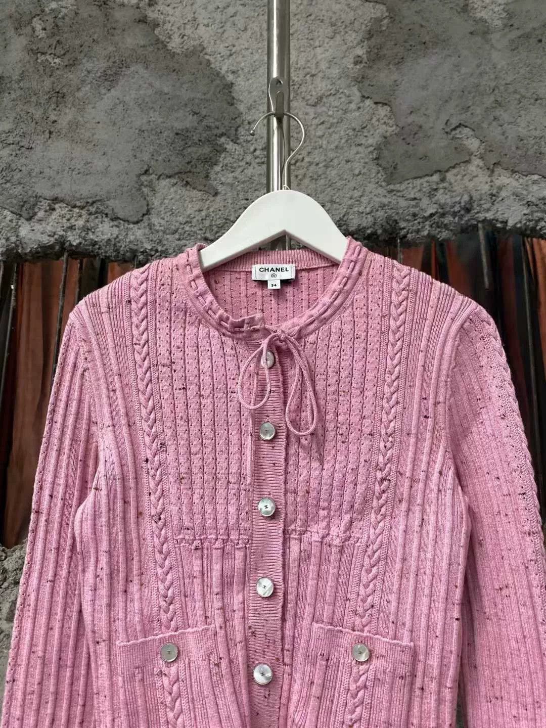 Chanel Chanel Pink Knit Cardigan with Ties Size XS / US 0-2 / IT 36-38 - 3 Thumbnail