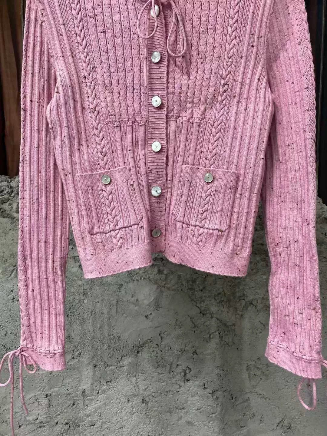 Chanel Chanel Pink Knit Cardigan with Ties Size XS / US 0-2 / IT 36-38 - 4 Thumbnail