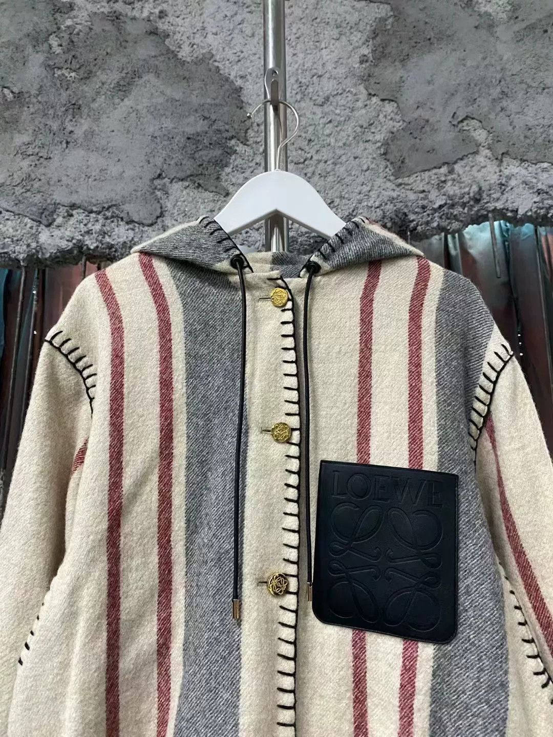 Loewe wool striped hooded jacket by Loewe Size S / US 4 / IT 40 - 2 Thumbnail