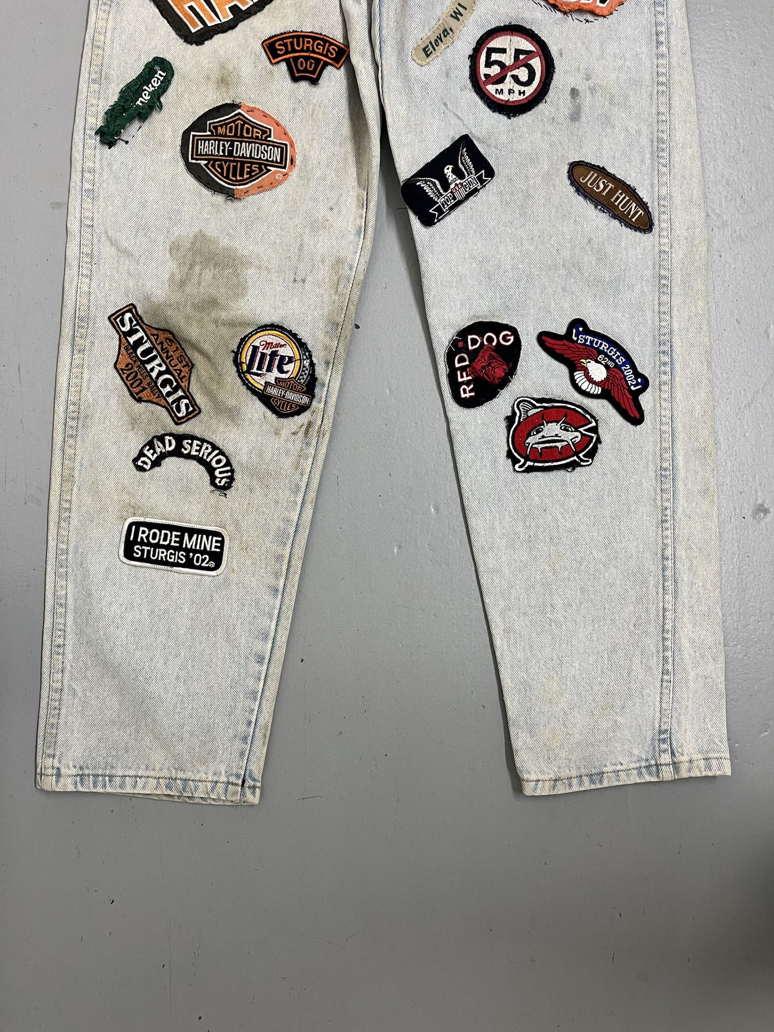 Harley Davidson × Vintage Vintage Custom harley Daivdosn Patch Punk Jeans Size 32x29 Size US 32 / EU 48 - 4 Thumbnail
