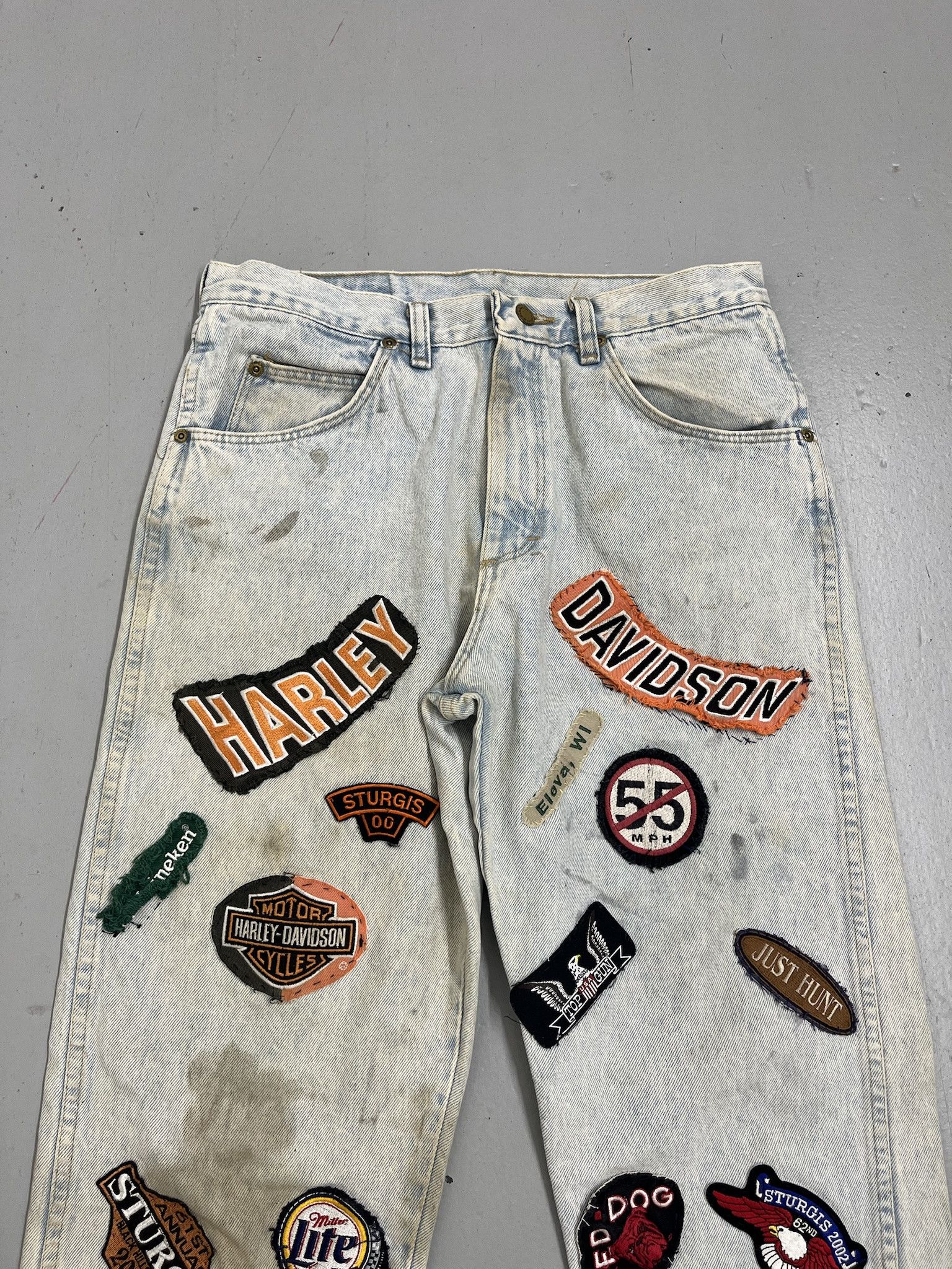 Harley Davidson × Vintage Vintage Custom harley Daivdosn Patch Punk Jeans Size 32x29 Size US 32 / EU 48 - 3 Thumbnail